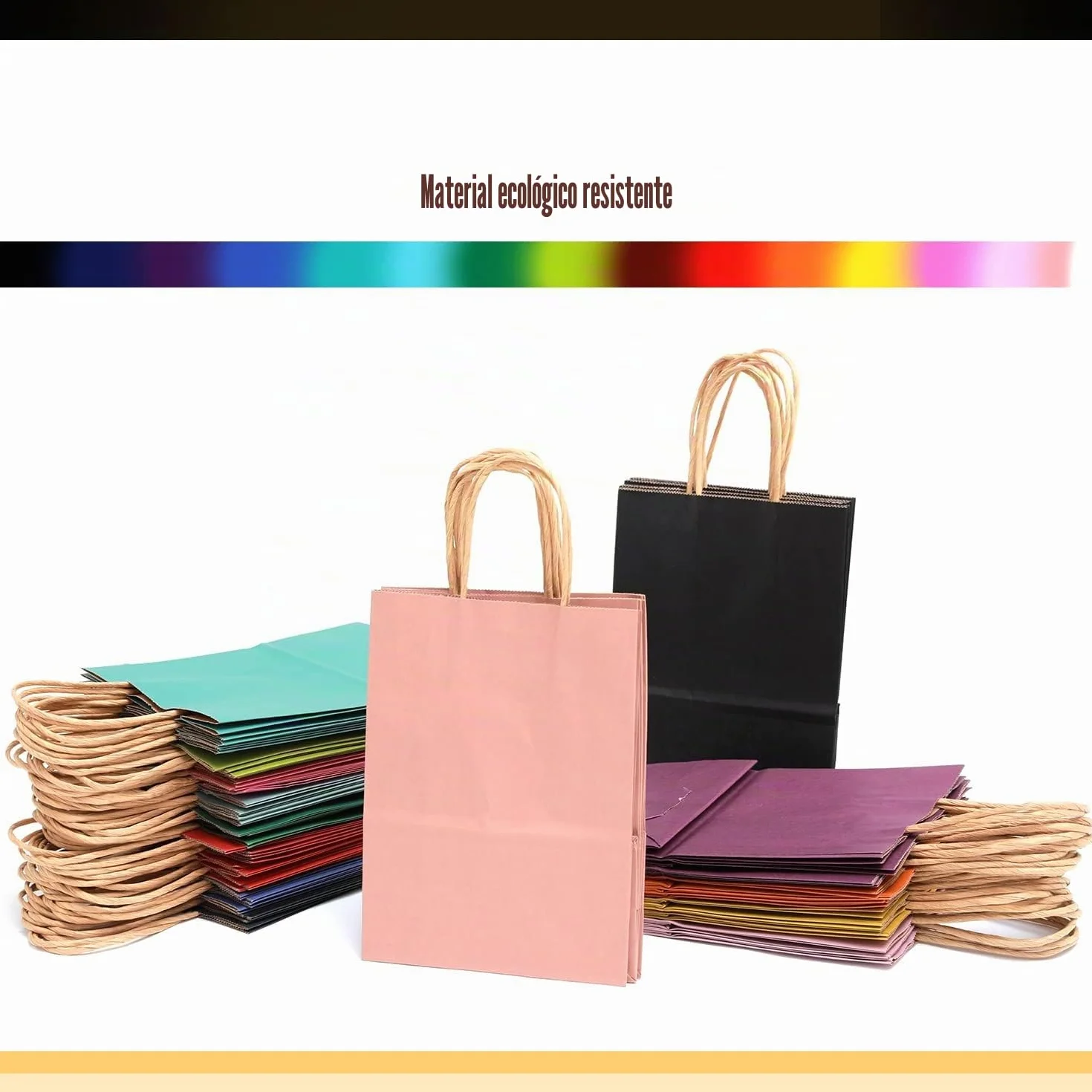 Gcardist 32 bolsas medianas de papel kraft con asas, 27 x 21 x 11 cm, 16 colores, multiuso (tamaño mediano, 7,6 x 4,75 x 10,5 pulgadas)