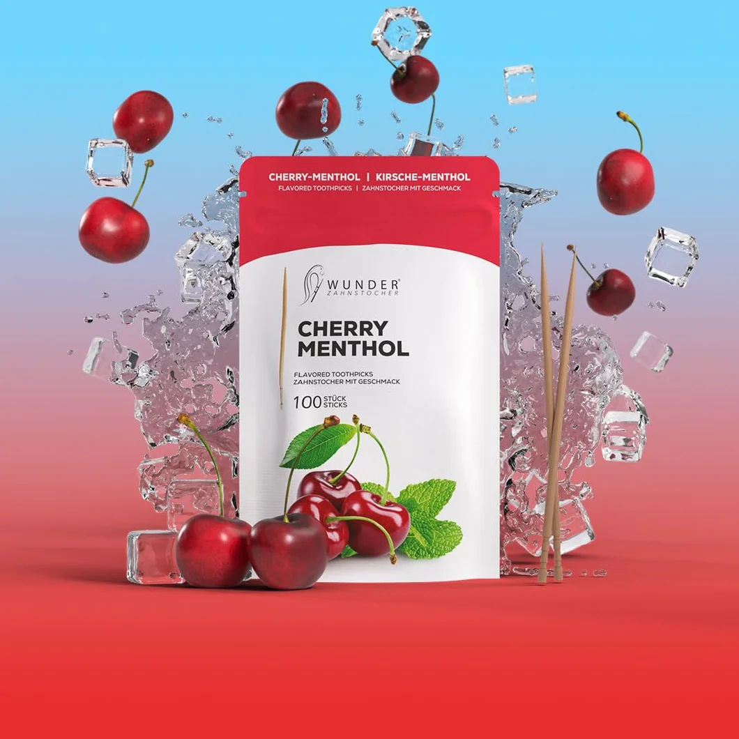 Wunder Palillos de Dientes Cereza mentolada 100 uds Recambio Limpieza dental