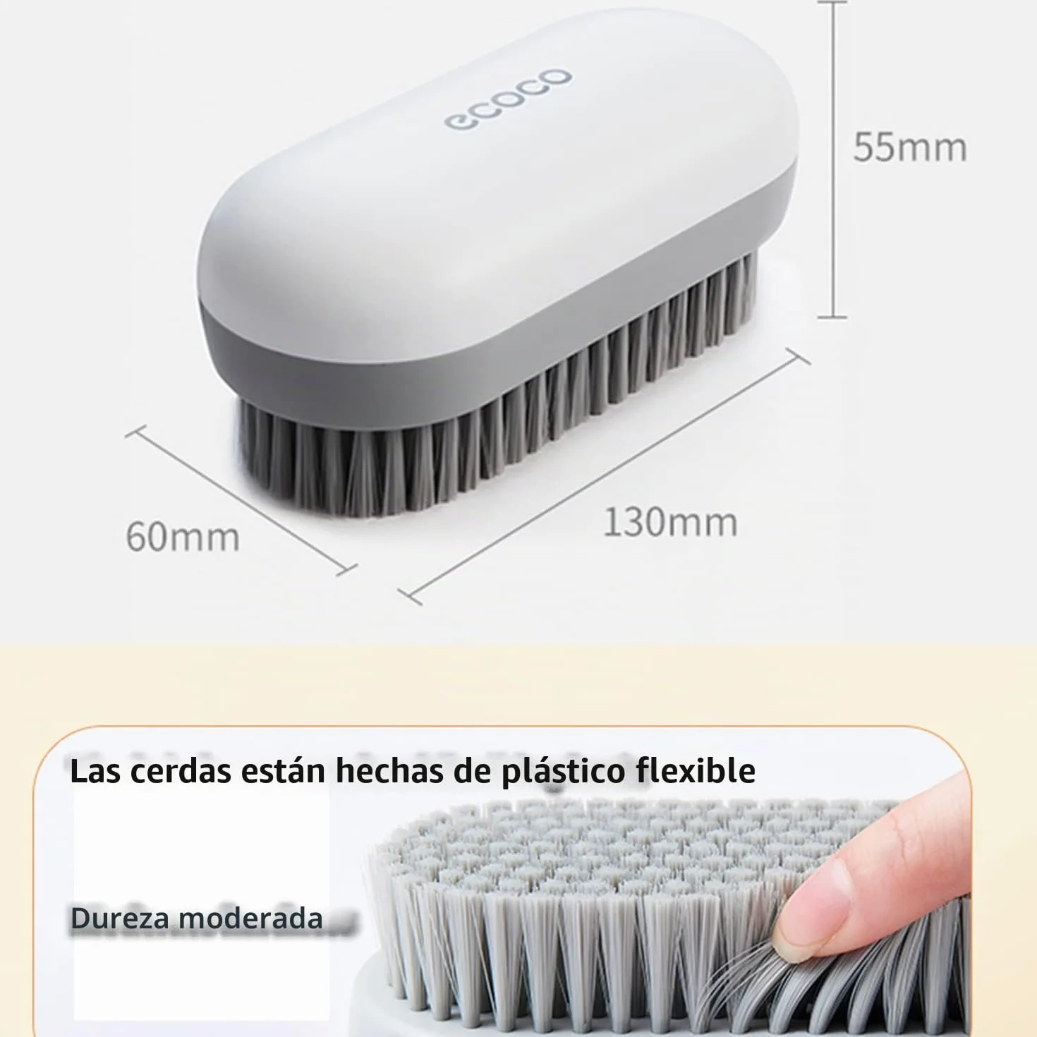Cepillo de Lavado, Cepillo de Limpieza con cerdas Extra duras | para la limpieza de ropa, zapatos, azulejos, cocina, baño (blanco/sin asa)