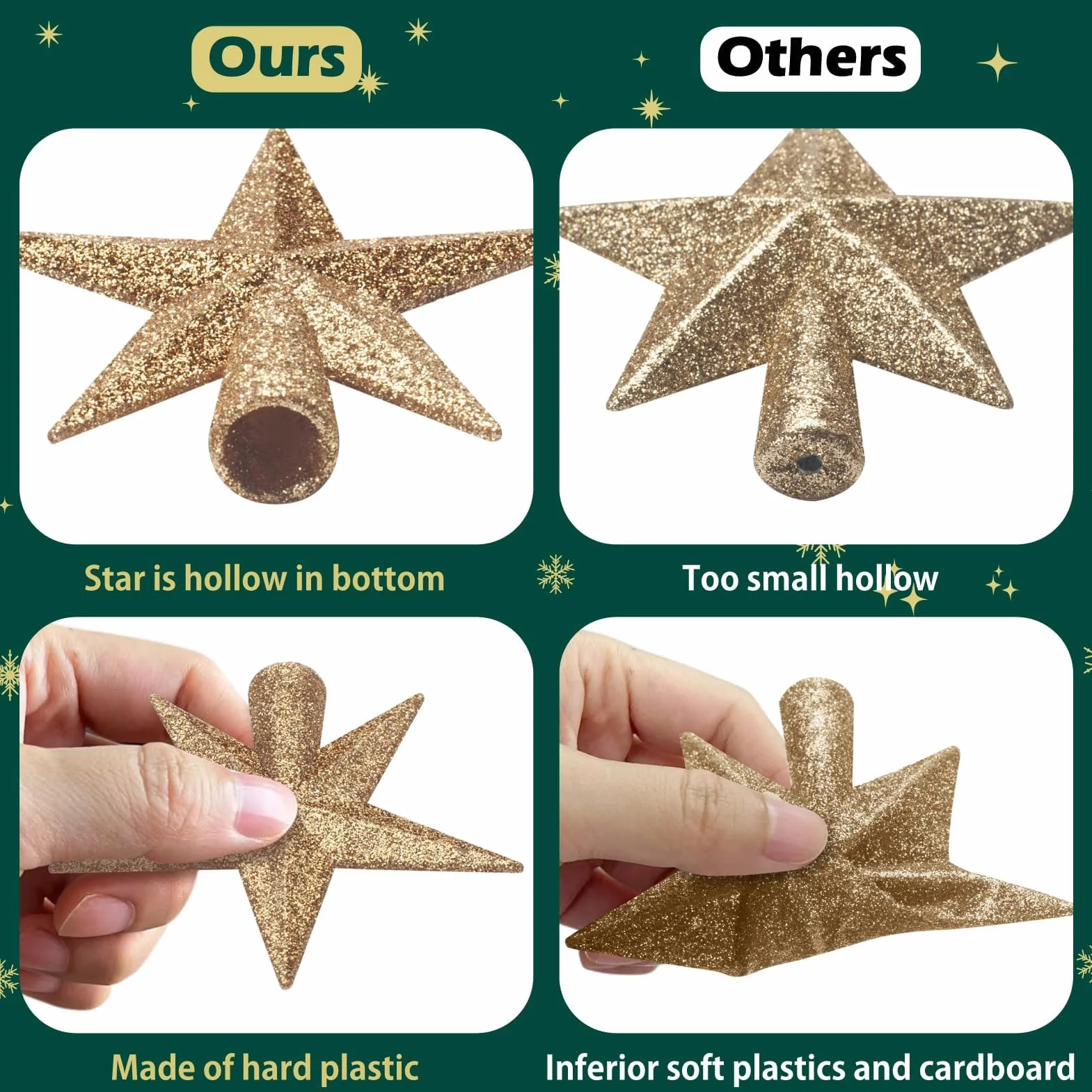 Mini Estrella de la Navidad, Topper de Árbol de Navidad, 11 cm, Decoración para Árbol Pequeño