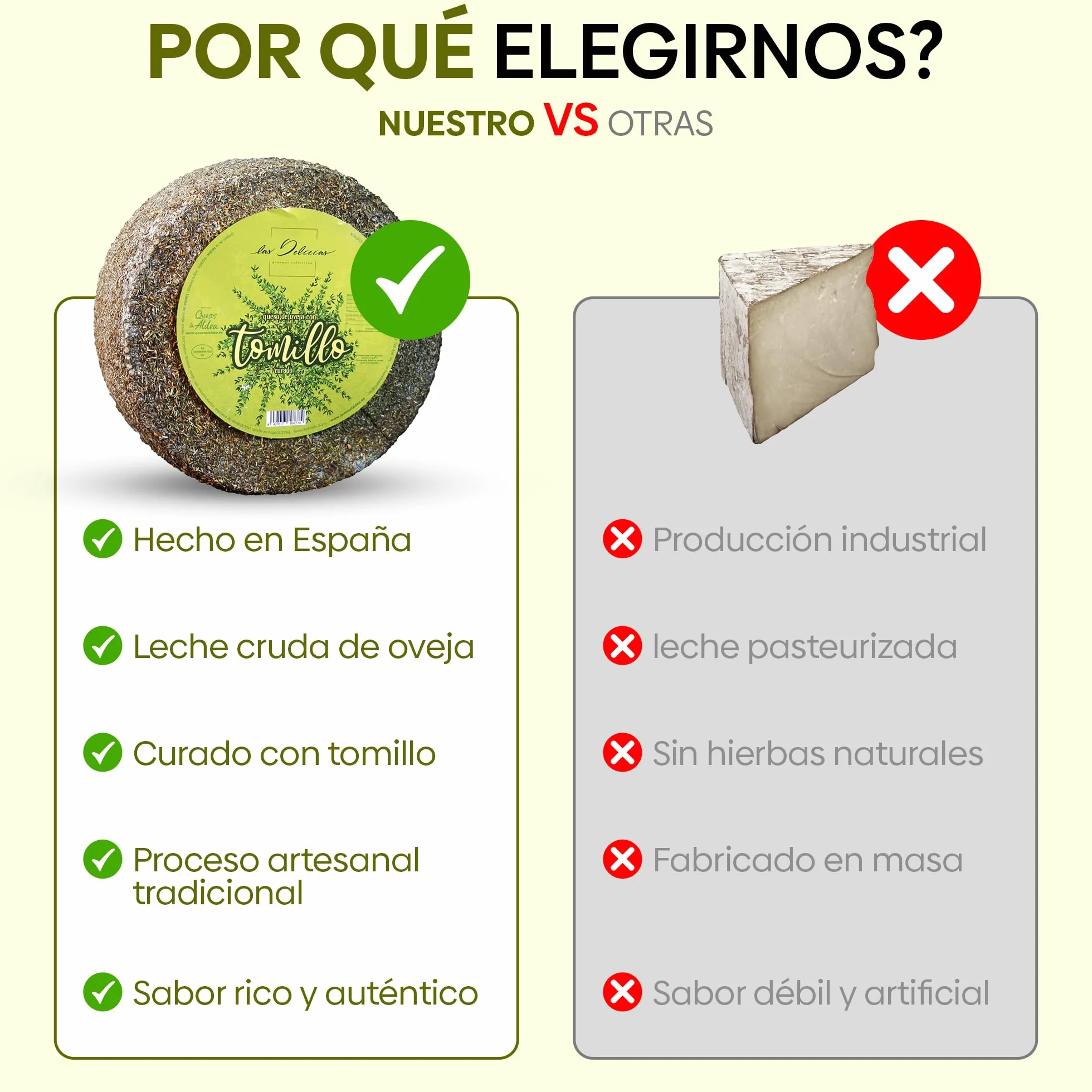 QUESOS LA ALDEA Queso Artesano de Oveja Curado con Tomillo 1kg Gourmet