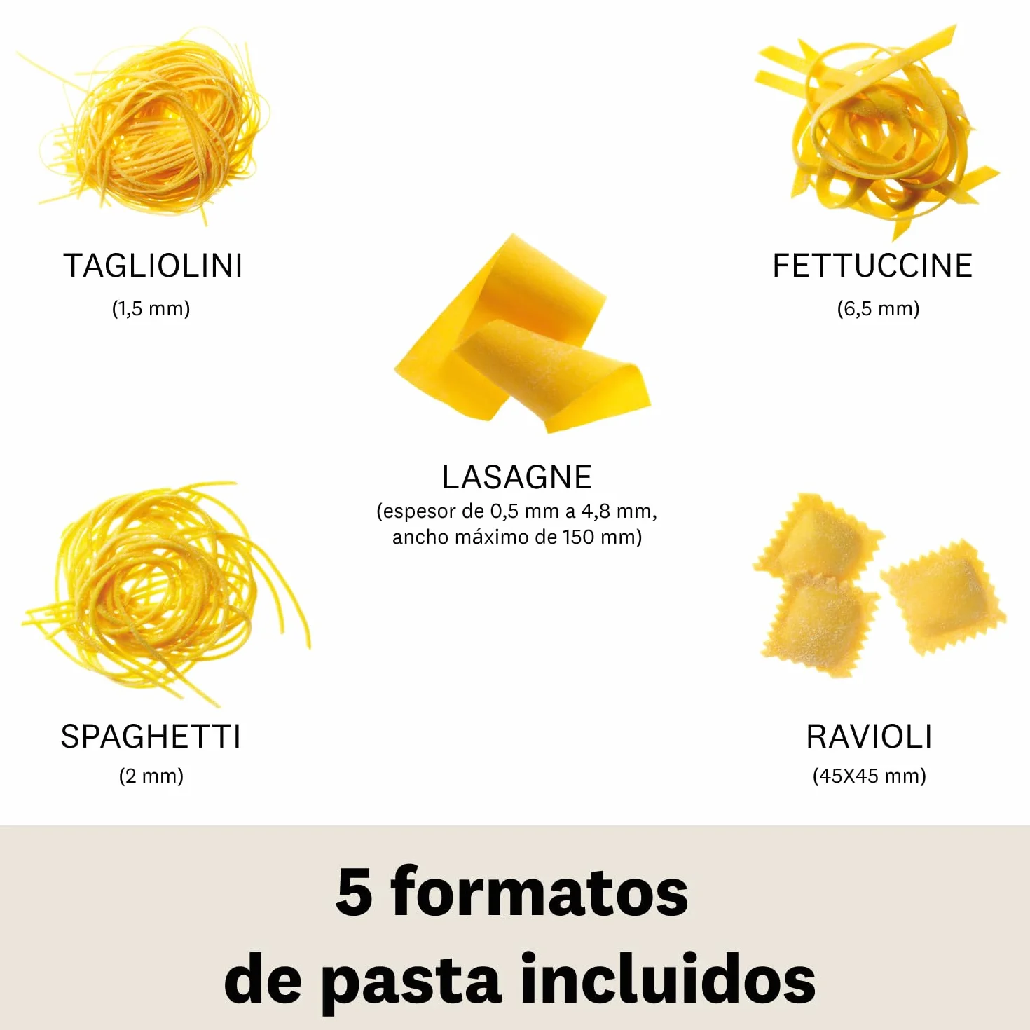 PastaSet, Máquina para pasta manual con accesorios incluidos para Raviolis y Espaguetis