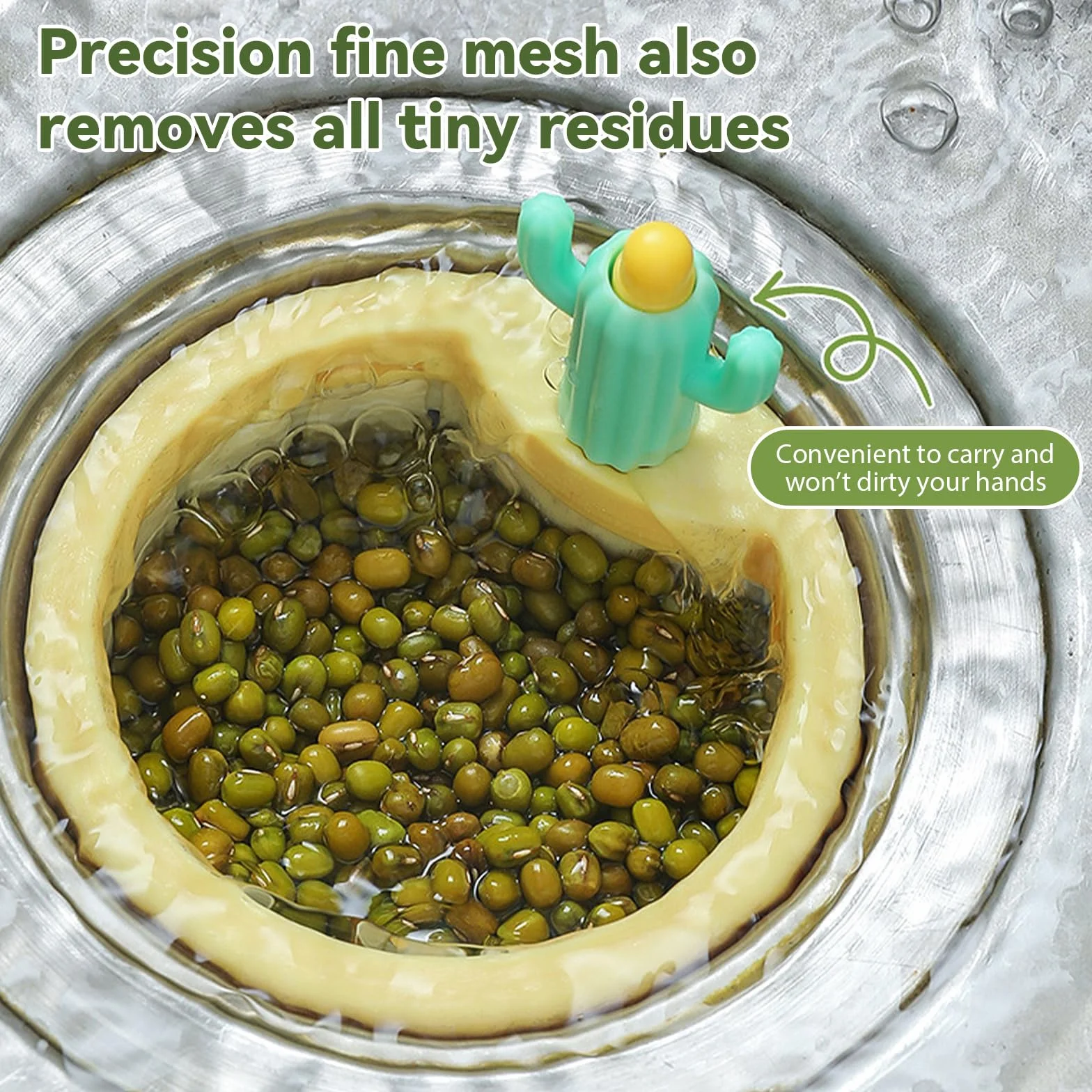 Colador de drenaje para fregadero de cocina con espaciador ampliado, cesta de descarga automática, autolimpieza