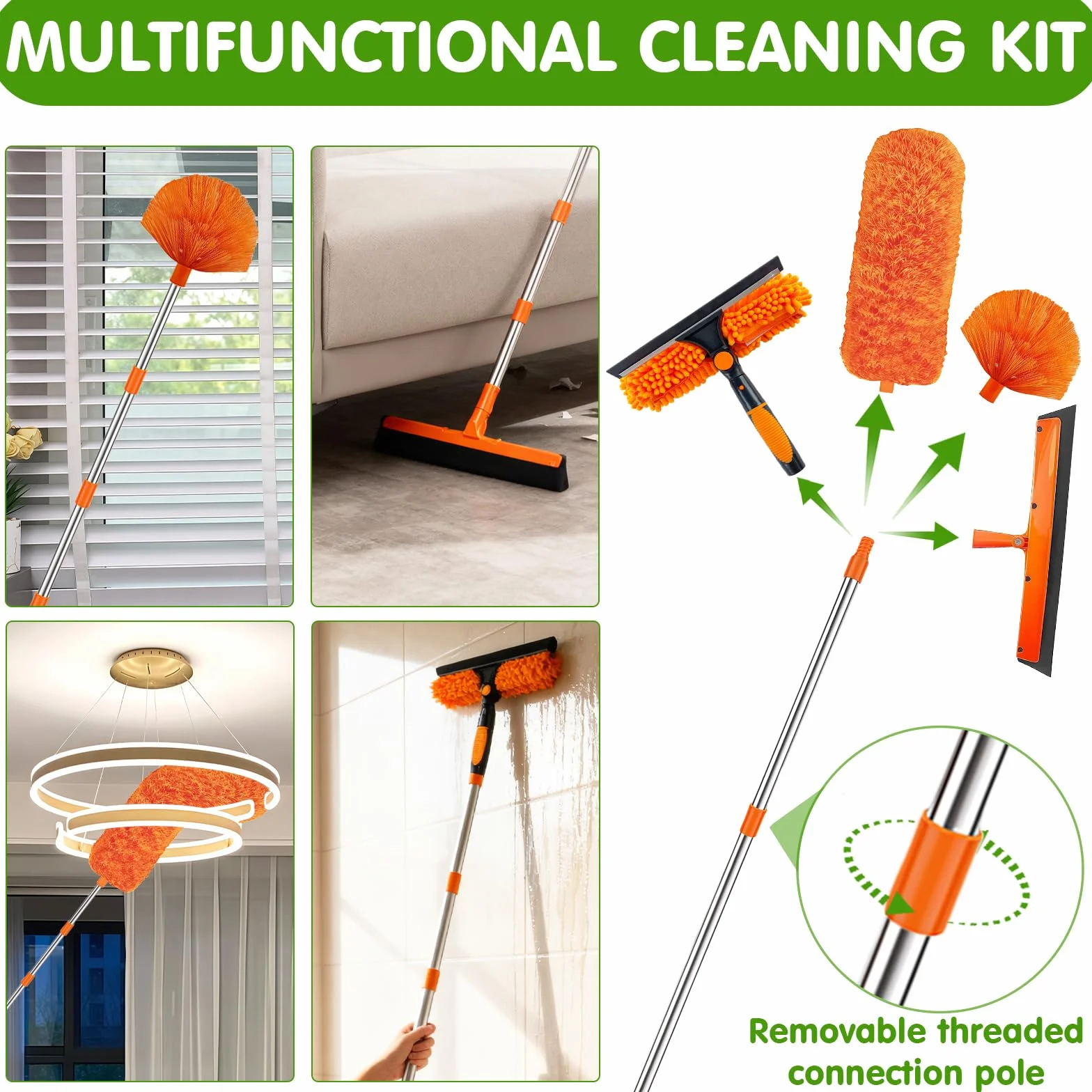 4 Piezas Plumero Atrapapolvo, Plumero Telescopico Extensible 43-430 cm, Plumero Extensible para Limpieza Ventiladores Techo Alto, Telarañas, Persianas, Ventanas
