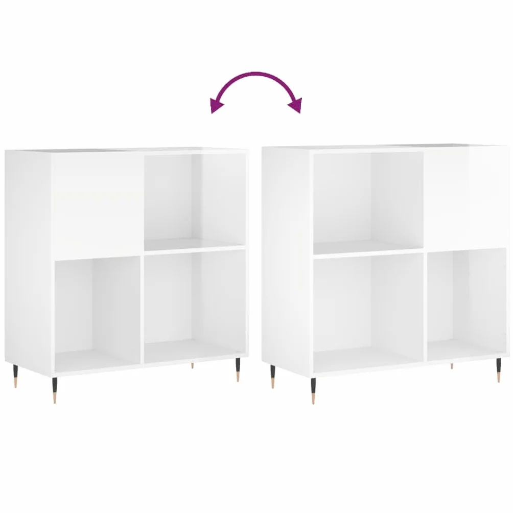 Mueble discos madera contrachapada blanco brillo 84,5x38x89 cm Almacenamiento CD DVD
