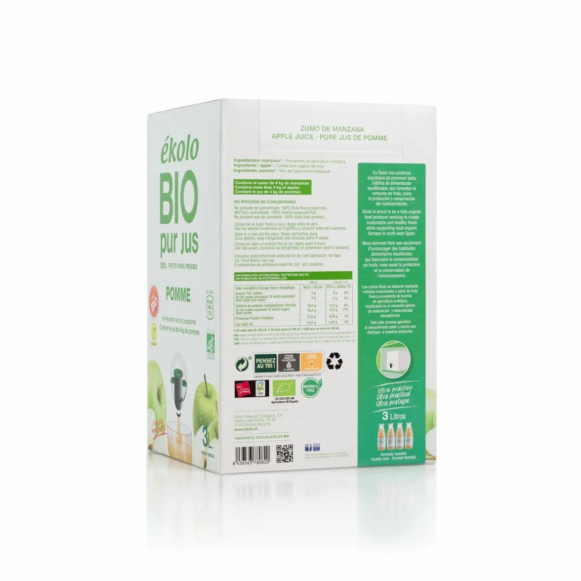 Ekolo Bag in Box Zumo De Manzana Bio 3 L