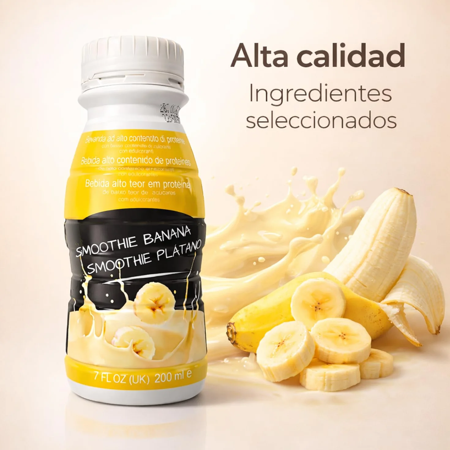 Batidos de proteínas pack x8 botellas 200 ml smoothie cremoso sabor plátano o fresa