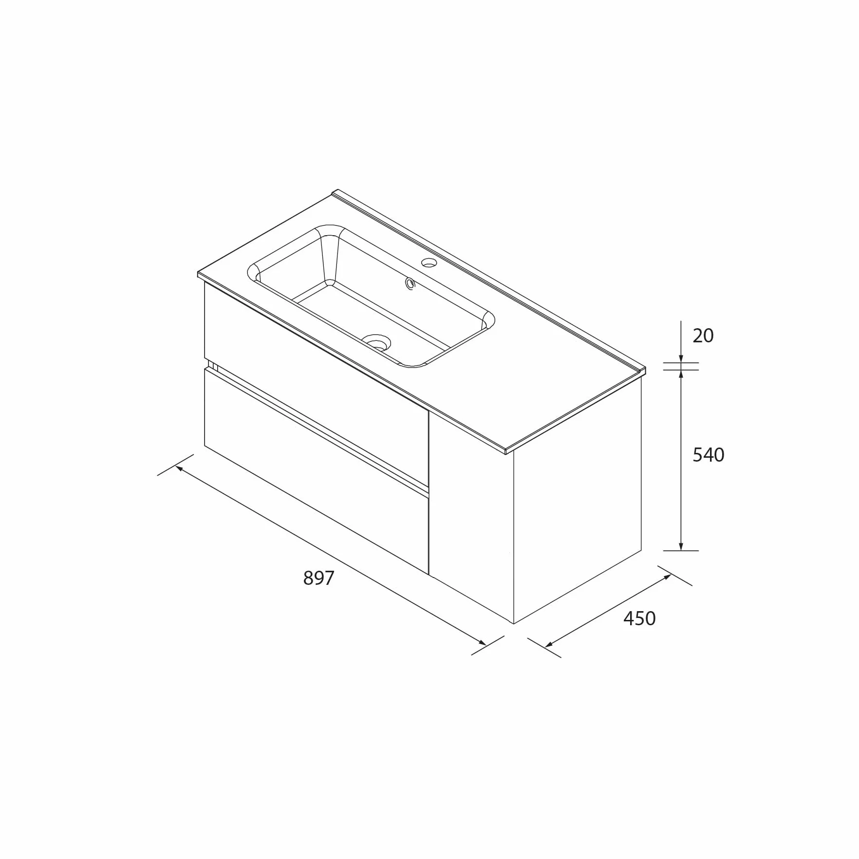 Salgar Mueble de Baño Bequia 90cm + Coqueta 1 Puerta Derecha + Lavabo cerámica | Blanco Mate |90x45x56