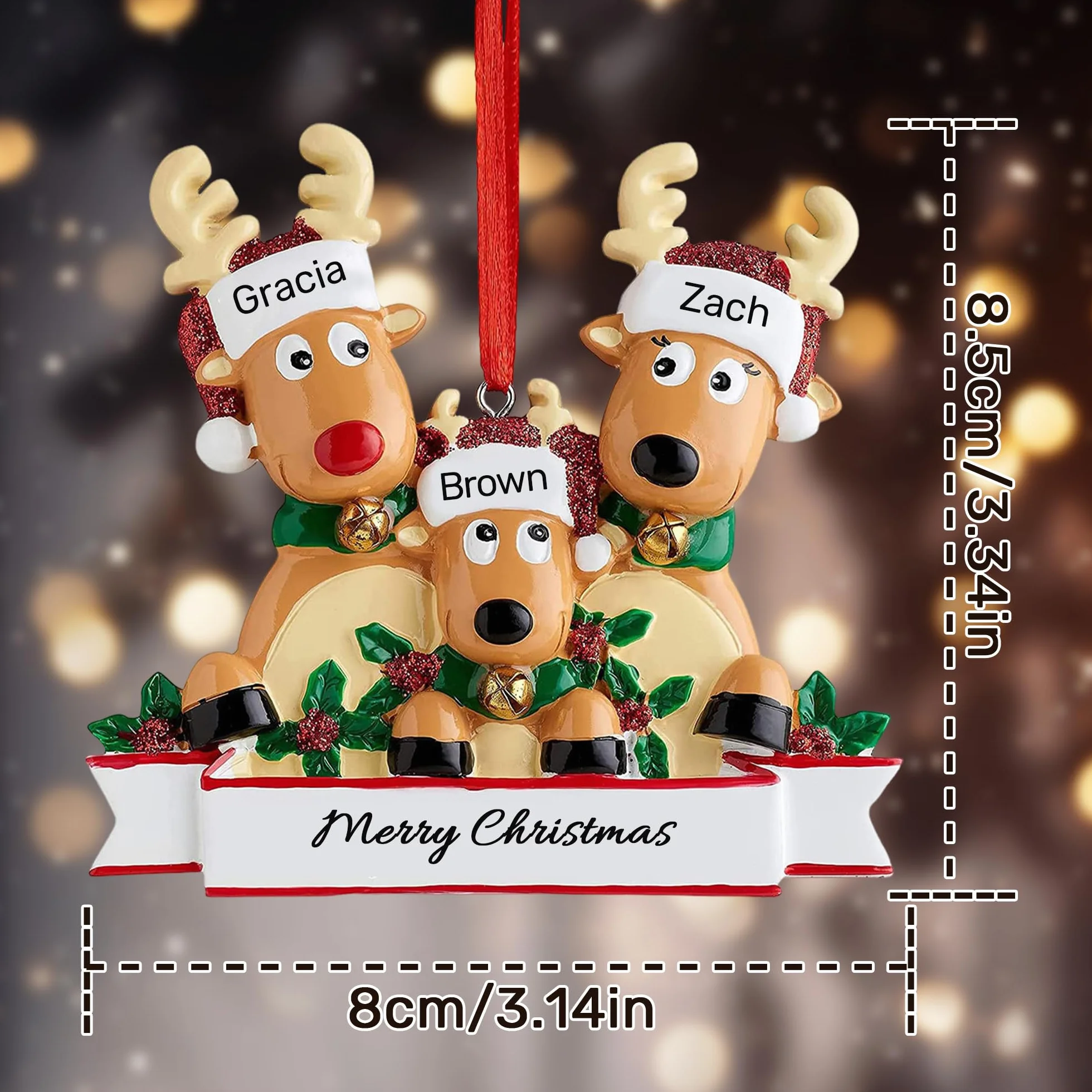 Adornos Navideños Personalizados Colgante Familia 3 Miembros Decoración Navidad