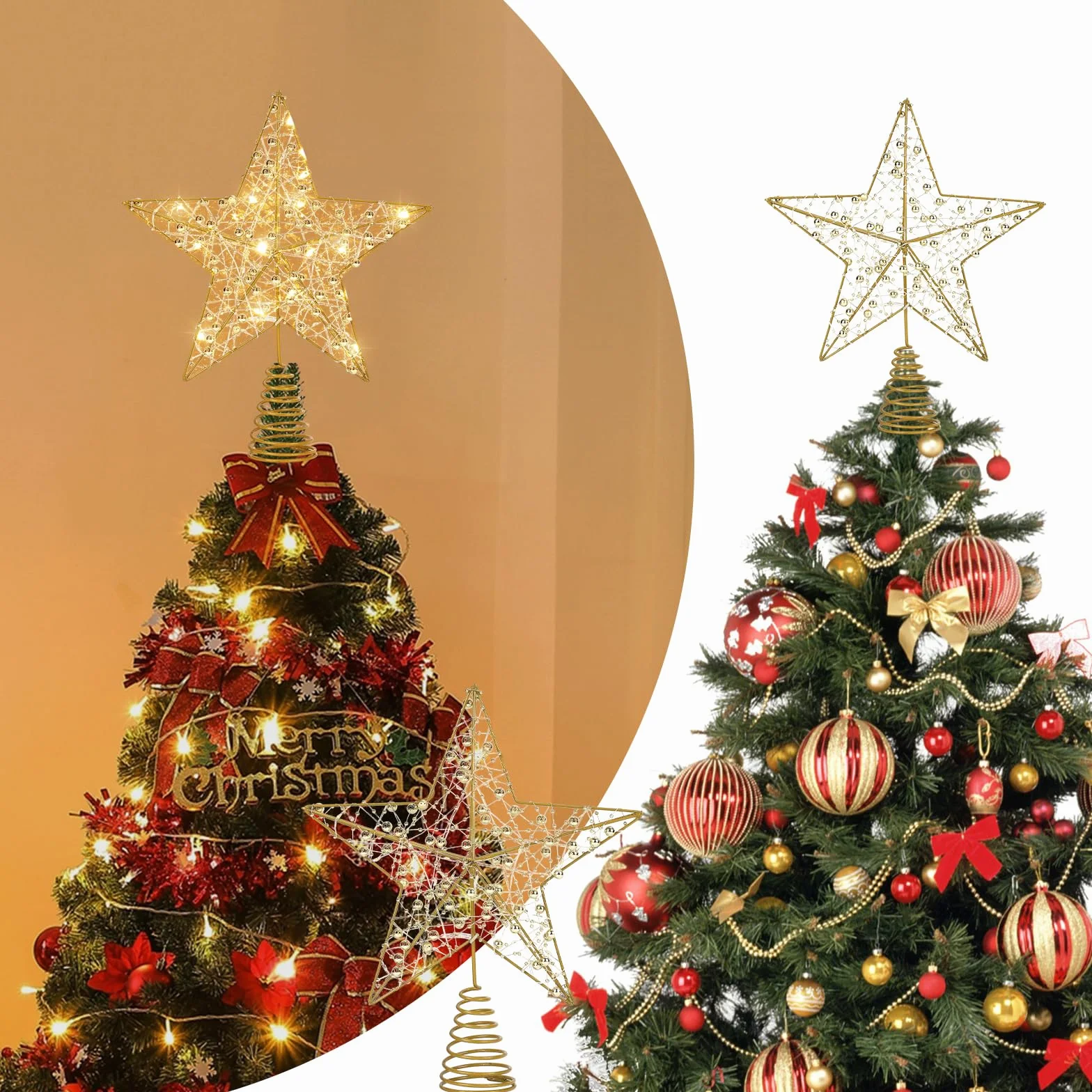 Estrella Arbol Navidad, Diealles Shine Topper de Árbol de Navidad Led con Luces en Forma de Estrella para la Decoración de Festiva (20 x 25 cm)