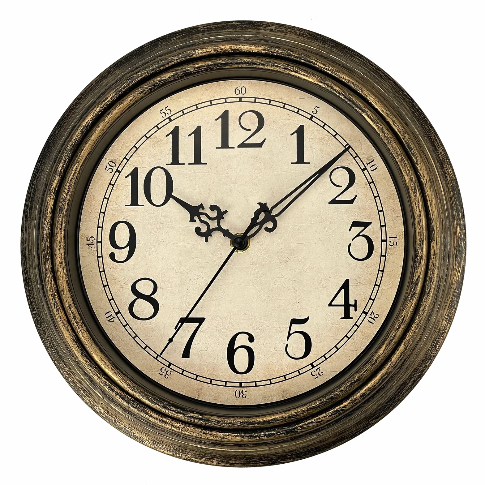 Plumeet Reloj de Pared Retro Pequeño, Silencioso Clásico 25cm sin Tic-TAC