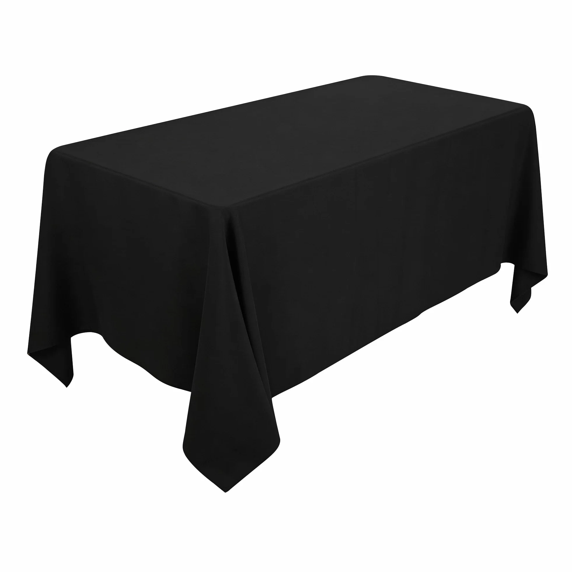 WedDecor Juego de manteles rectangulares , manteles de tela grandes y duraderos para bodas, cenas, cumpleaños, aniversarios y eventos, 70 x 144 pulgadas, color negro (paquete de 4) | Mantel de tela duradera para decoración de bodas, cenas, cumpleaños, ani