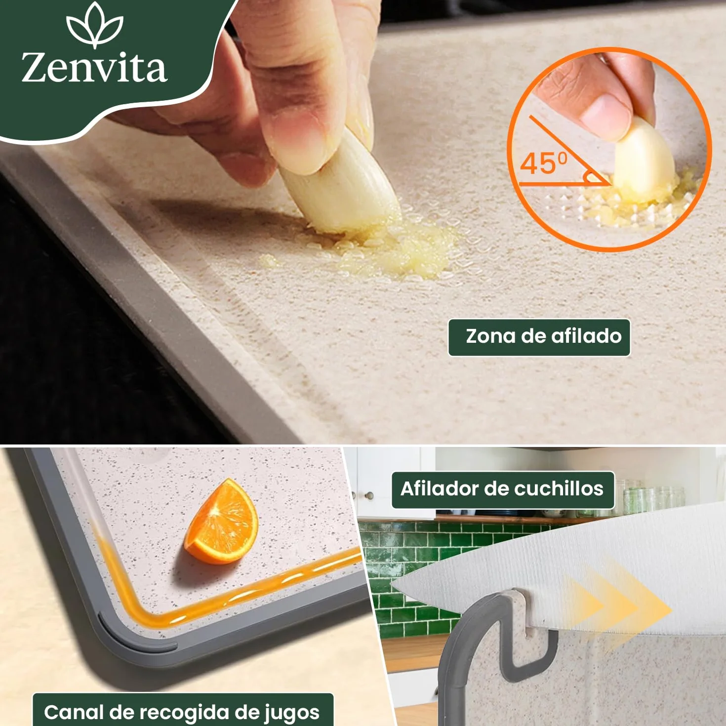 Tabla de cortar de acero inoxidable – Doble Cara Antibacteriana (Acero+PP) - patron diamante – Sin BPA,Grande y Duradera - cocina - descongela - Carne,Pescado,Verduras – Superficie de Corte 36 x 25 cm