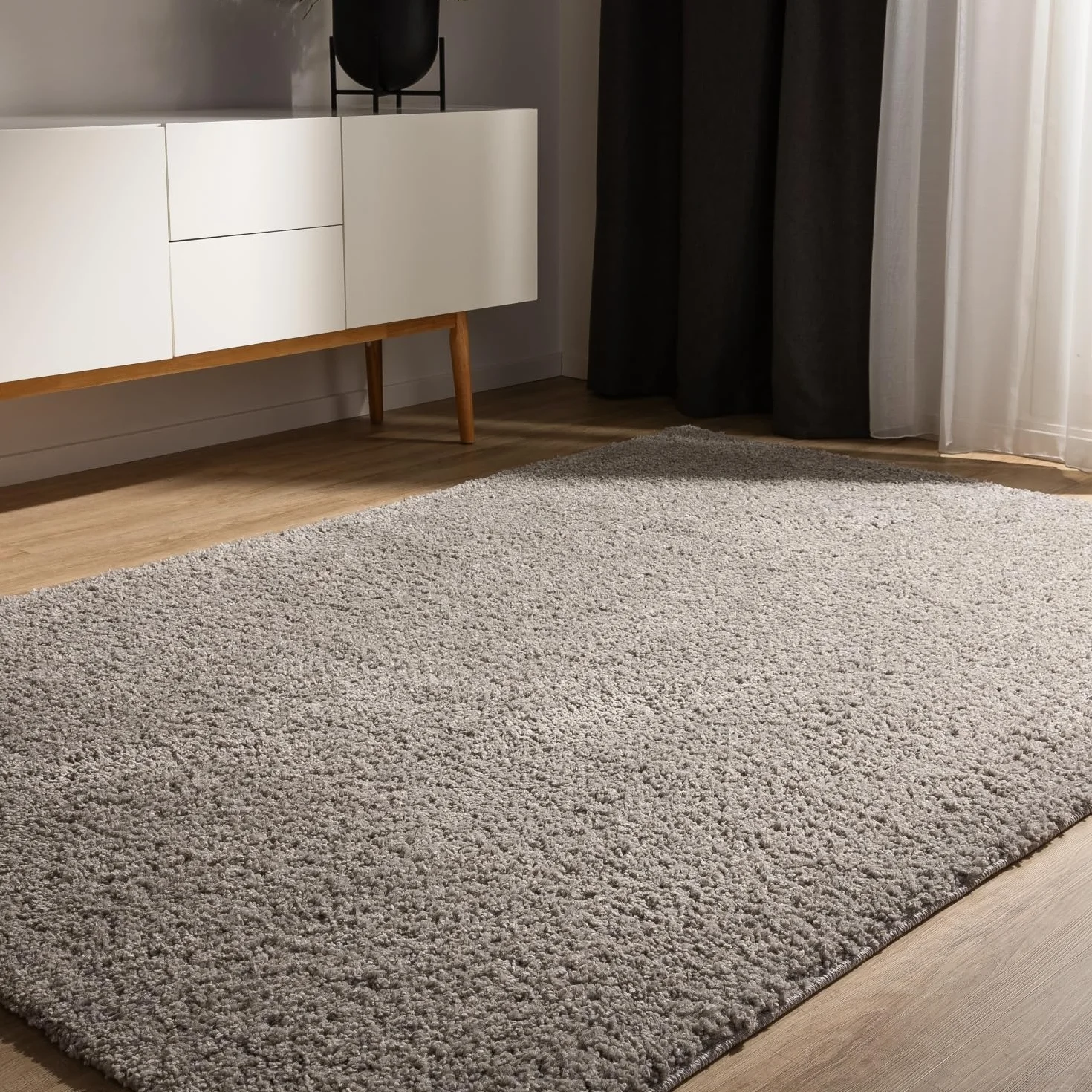benuta Basic Alfombra Salon Pelo Largo Sohari salón - Gris Claro 200x250 cm - Minimalista - Suave Lavable - Dormitorio, Pasillo, Comedor - Suelo Radiante
