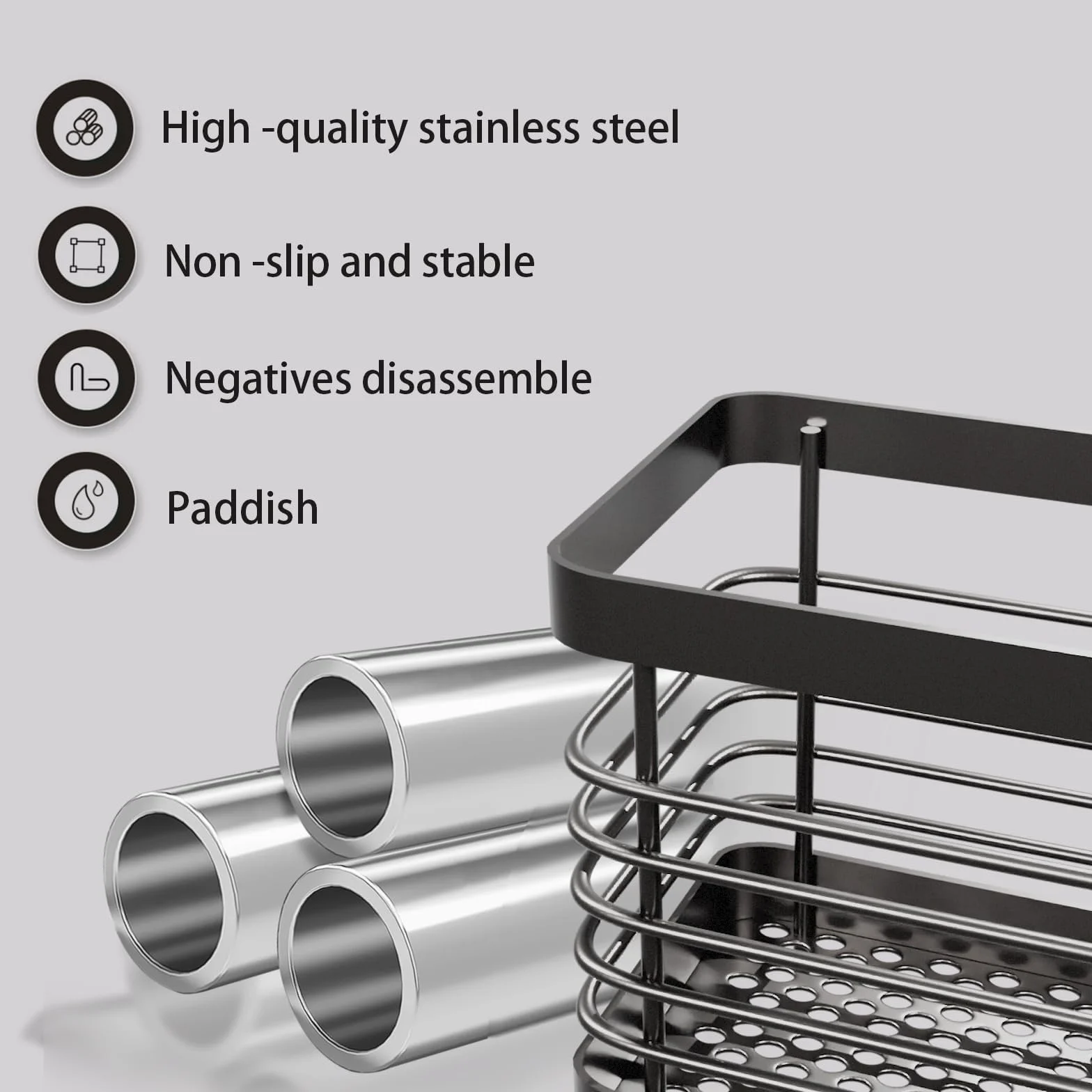 Escurridor Cubiertos Acero Inoxidable Soporte Utensilios Cocina Negro