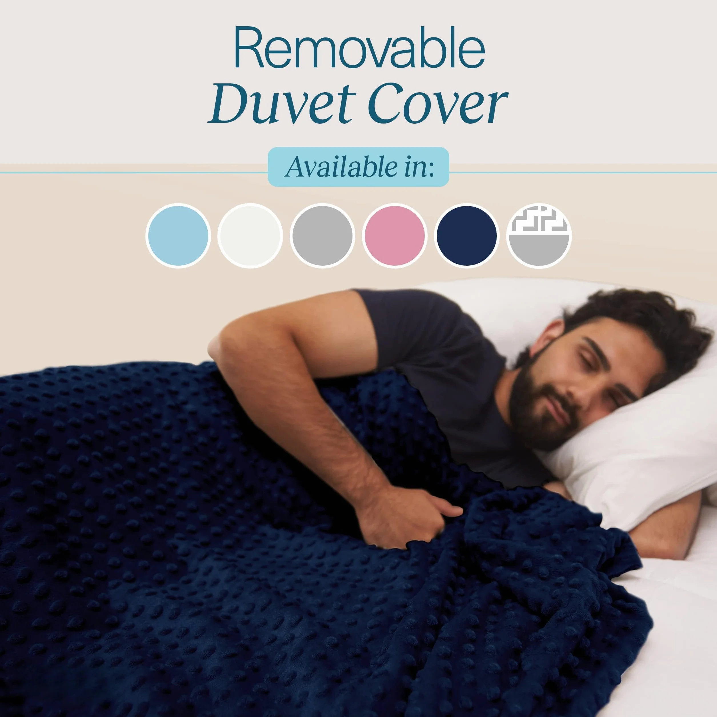 Manta con peso tamaño King de 220 x 230 cm, 20 libras, manta pesada para adultos, calma la inquietud y promueve la relajación, funda azul marino suave (lavable a máquina)