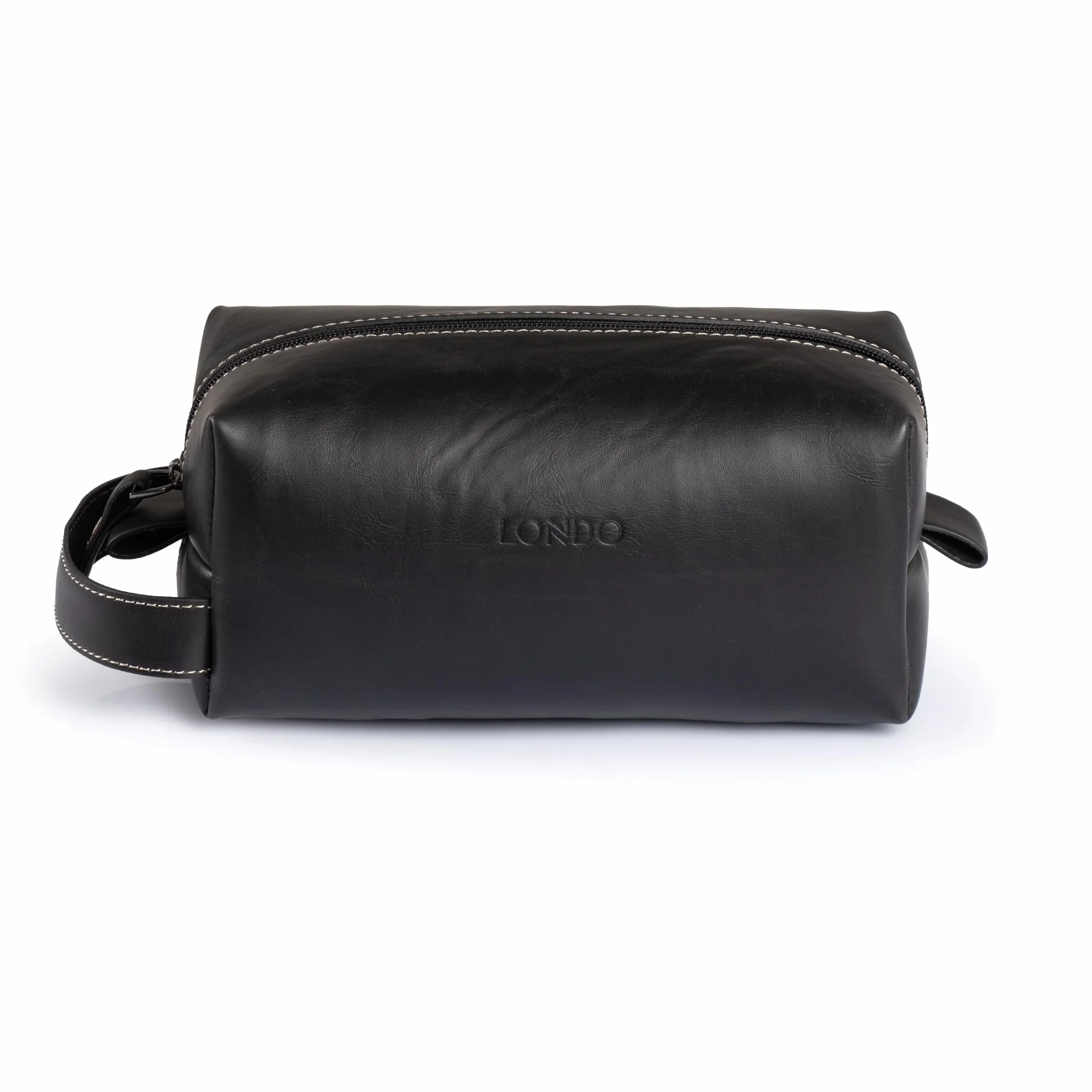 Londo Estuche de cuero para maquillaje y caja de reloj de viaje. Organizador de almacenamiento protector duradero y elegante de alta calidad para artículos de tocador y accesorios versátiles, Negro