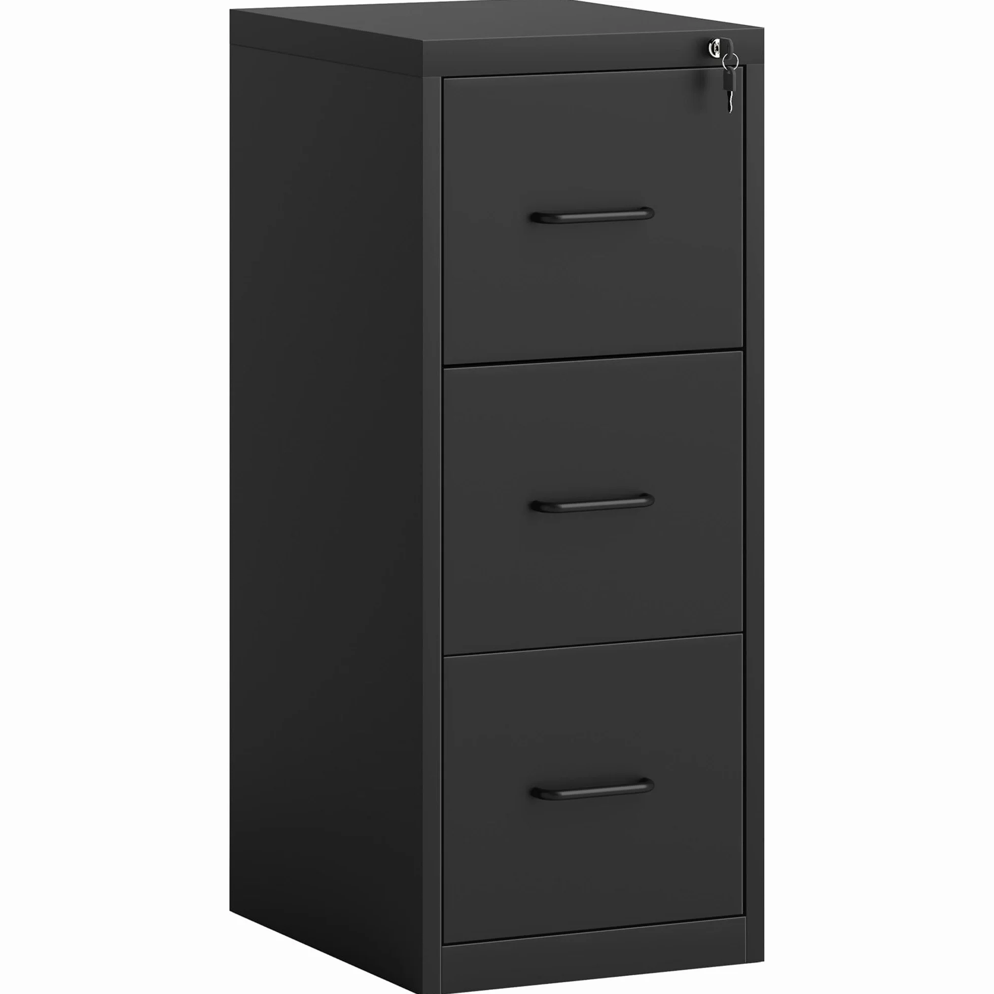 HOMCOM Archivador de 3 Cajones con Barra Ajustable de Acero para Oficina, Ideal para el Hogar y el Estudio, 36,5x46,2x99 cm, Negro