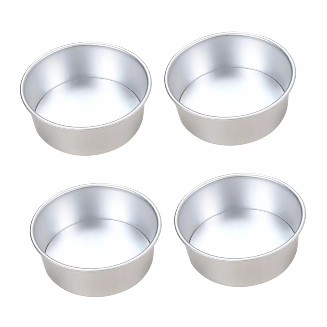 4 piezas Molde Pastel Redondo Aleación Antiadherente con Base Desmontable para Tartas Bizcochos y Postres Individuales