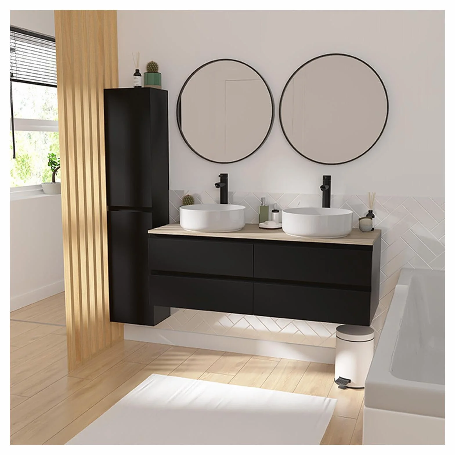 Sorrento - Mueble bajo lavabo (120 cm), color negro