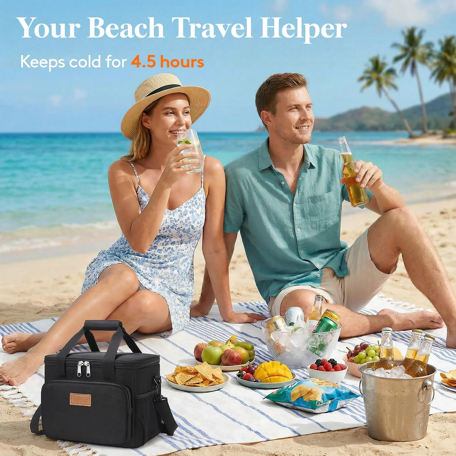 Lifewit Bolsa Termica Porta Alimentos 9L 12 Latas, Bolso Comida Trabajo Hombre Mujer, Lunch Bag Lonchera, Negro