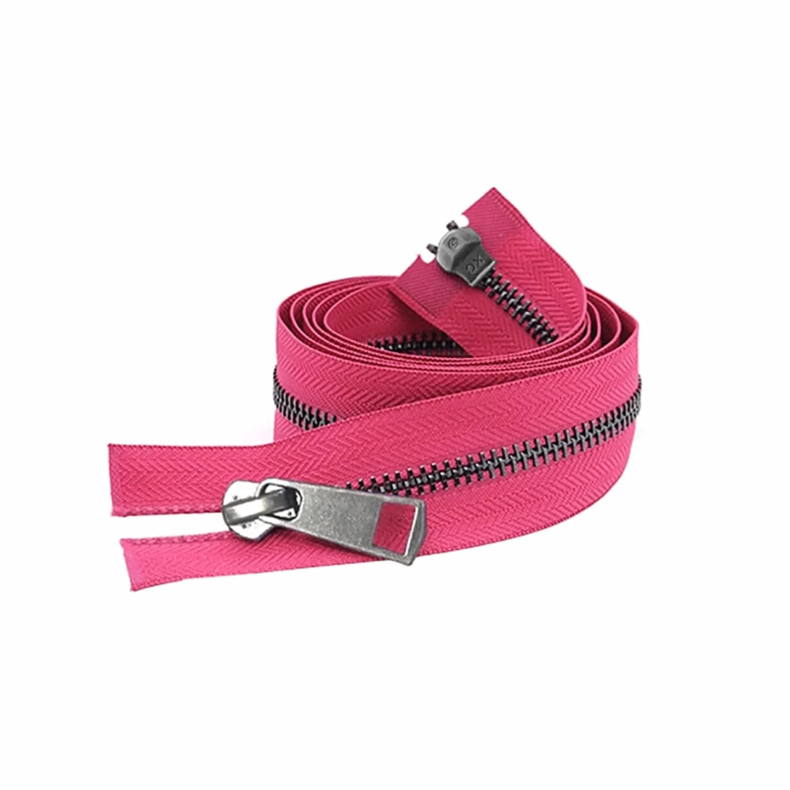 5/10 Uds. 30/40/50/60/70/80 cm 5# coloridos deslizadores dobles de extremo abierto cremallera Metal negro DIY tela bolsillo artesanal(Rose Red,50cm,10 Pcs)