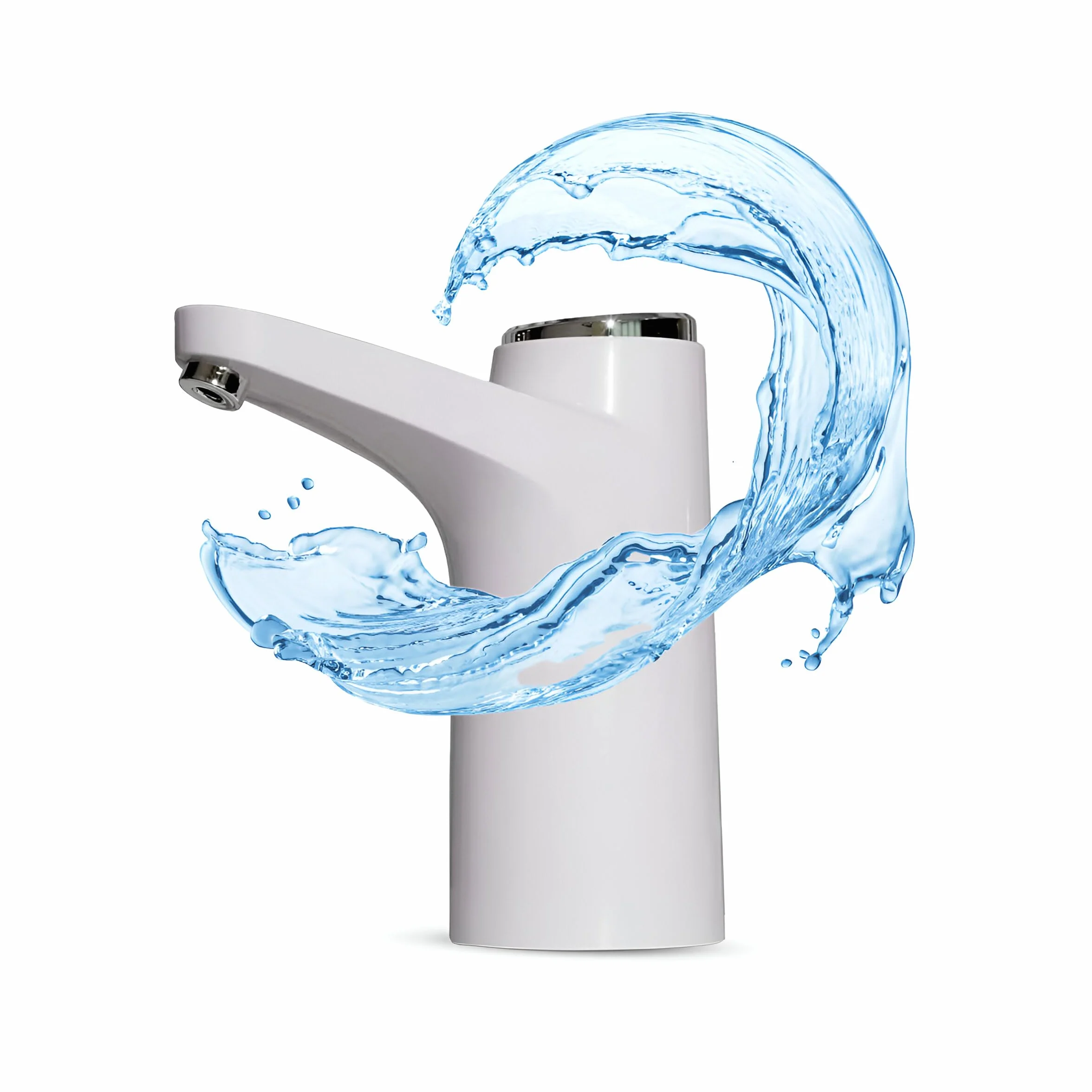 NK Dispensador de Agua - Indicador LED, Batería 1200 mAh Recargable por USB, Material de Silicona, Compatible con Garrafas y Botellas 4,5L 5L 7,5L 10L 11,3L 15L 18,9L Adaptador de 3,8-4,8cm (Blanco)