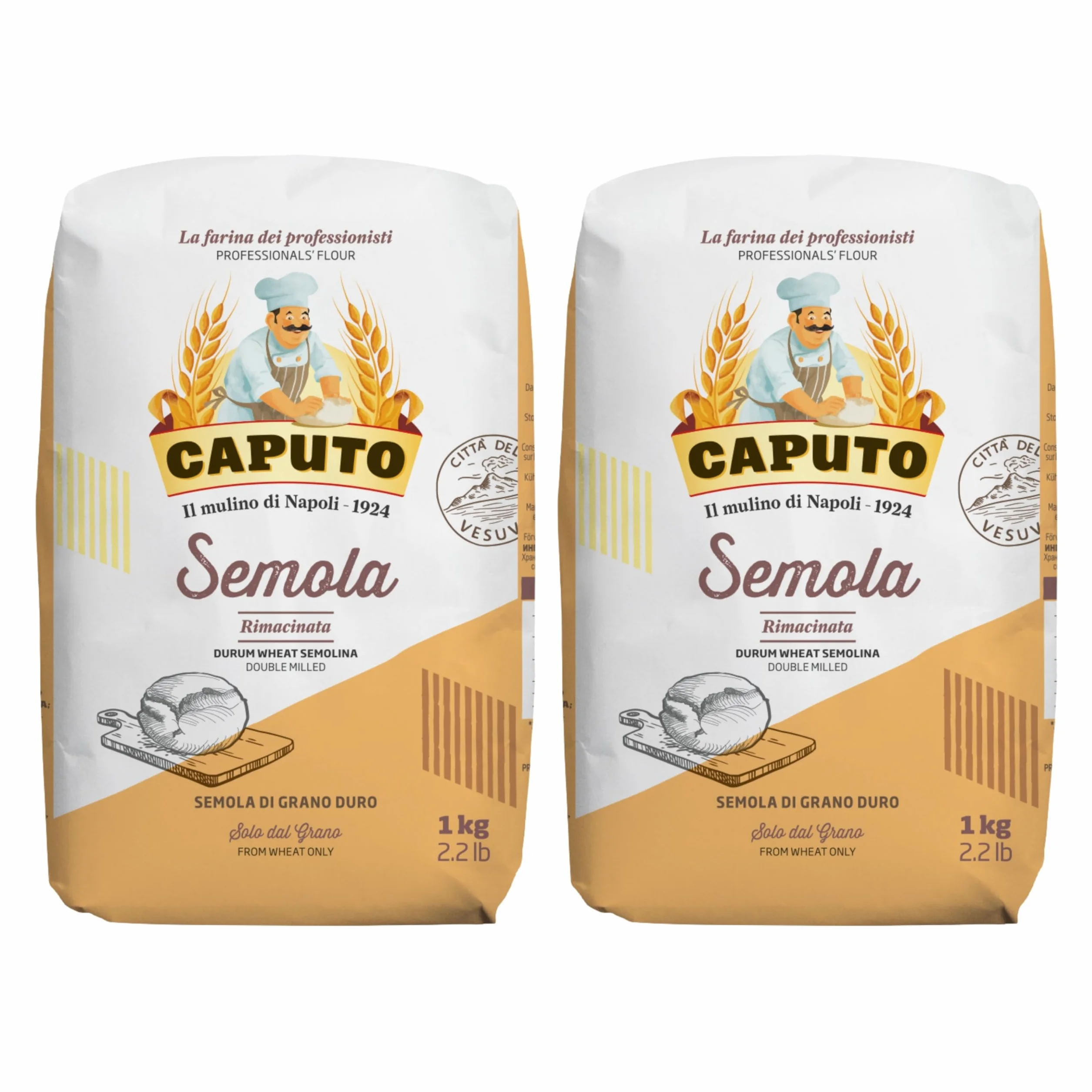 Caputo Semola Rimacinata 1 kg Harina de Sémola de Trigo Duro Italiana para Pasta Fresca, Pizza y Pan
