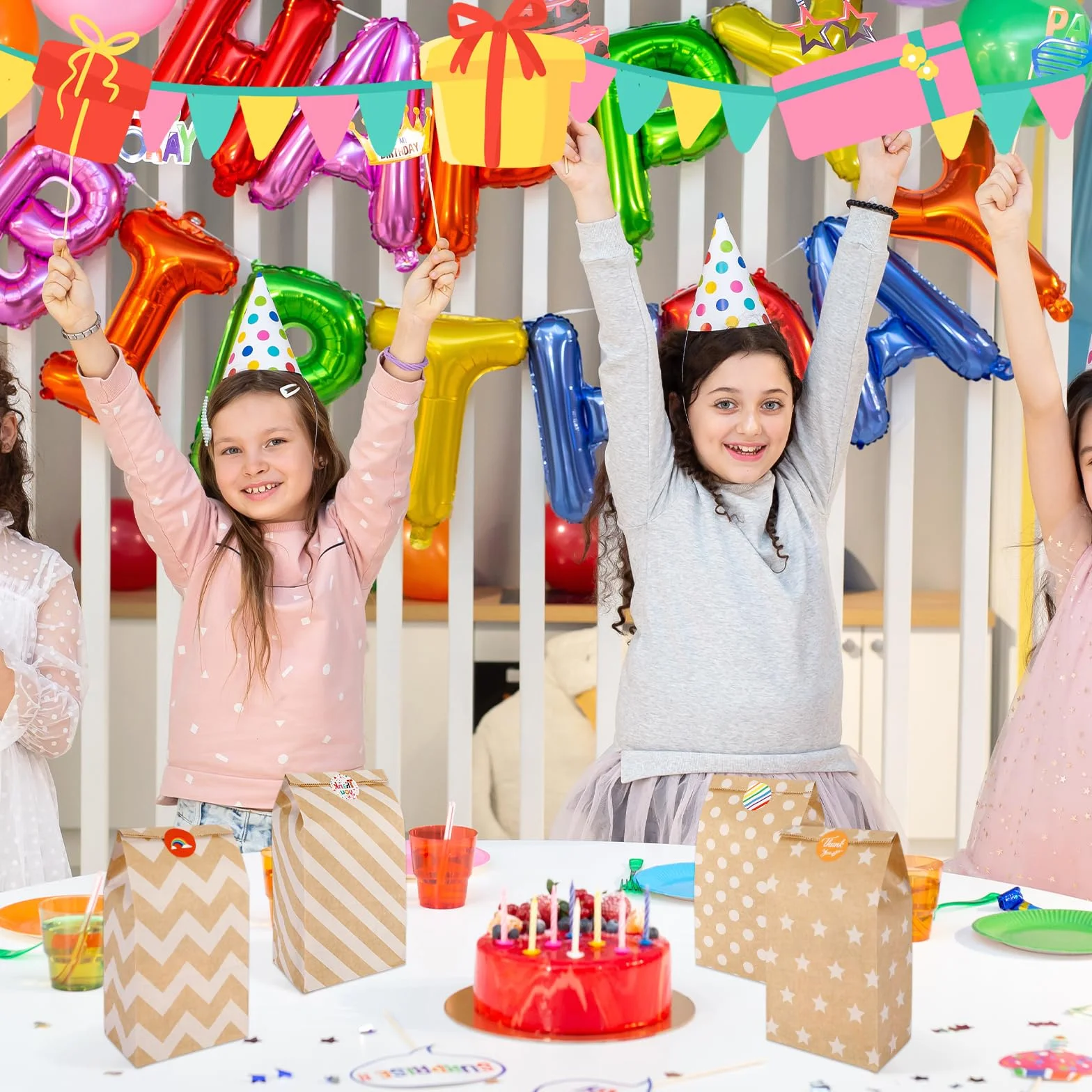 20 bolsas de regalo de papel kraft con 48 pegatinas para cumpleaños infantiles, Navidad y regalos de fiesta, bolsas papel regalo, bolsa de chuches para cumpleaños