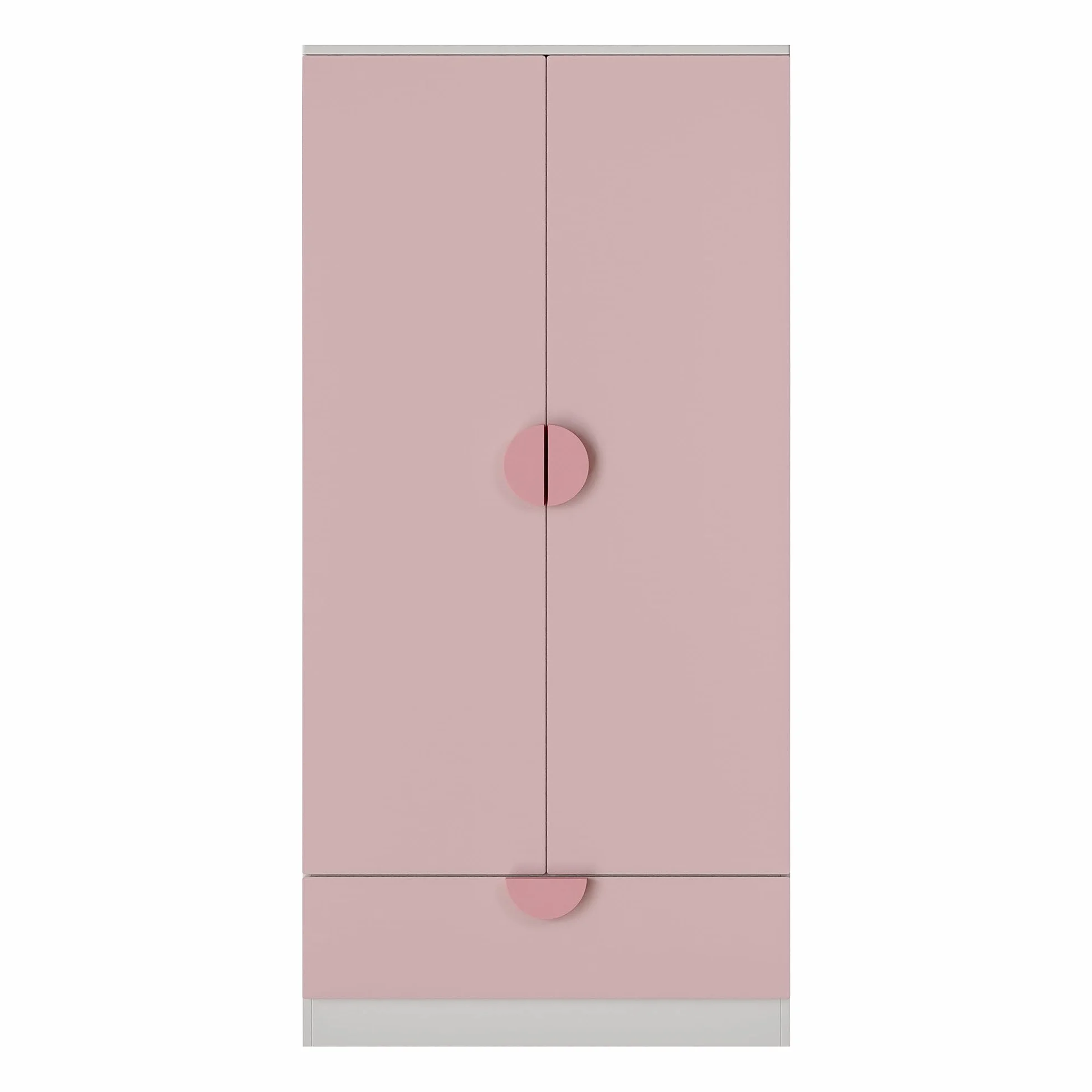 Armario Ropero Infantil Sandnes 2 Puertas con Cajón y Barra 123x60x40 cm Blanco/Rosa