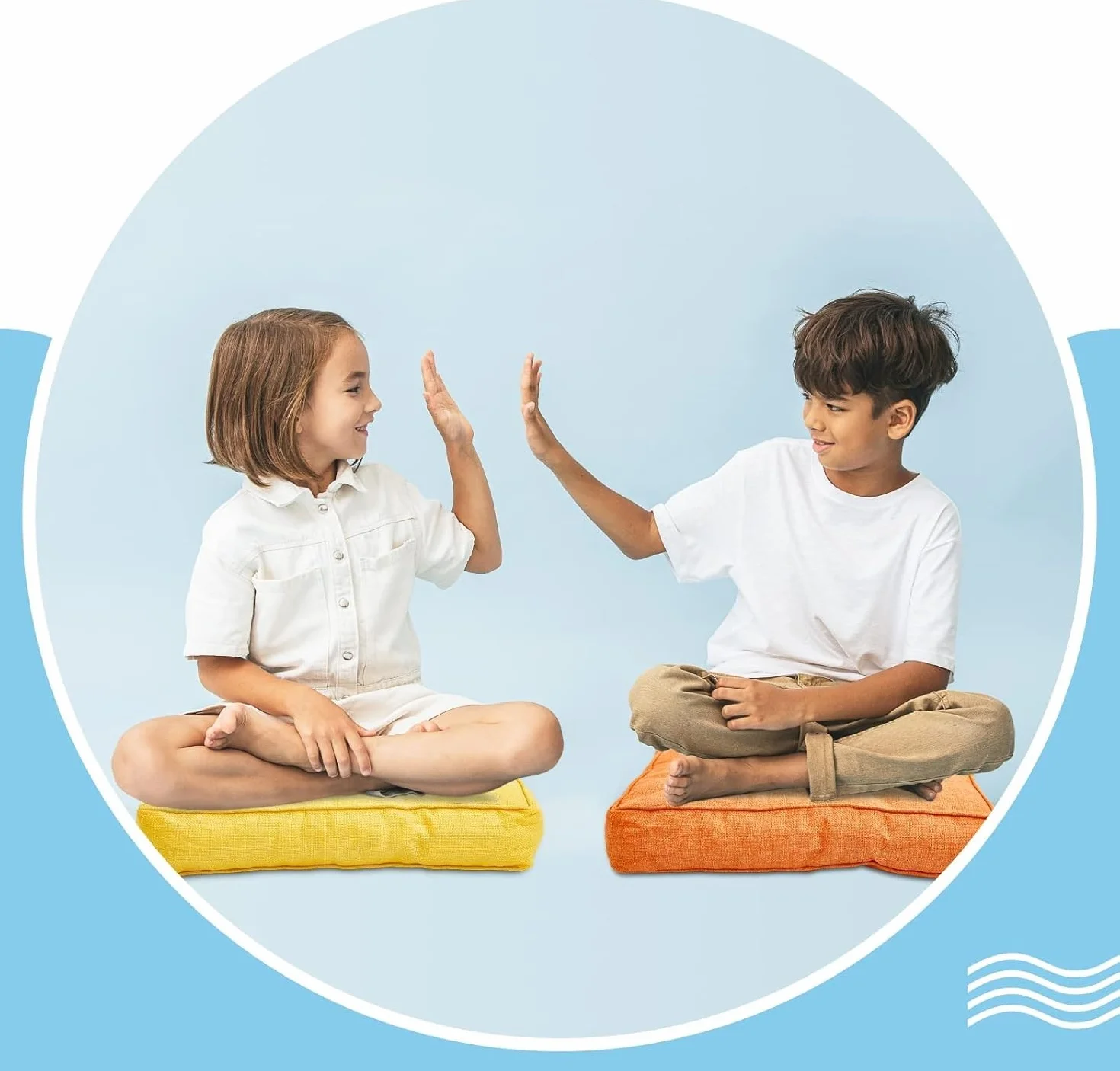 Cojines de Suelo 40x40 cm para Niños, Cojines Flexibles para Sentarse, Aula y Meditación (Colorful)