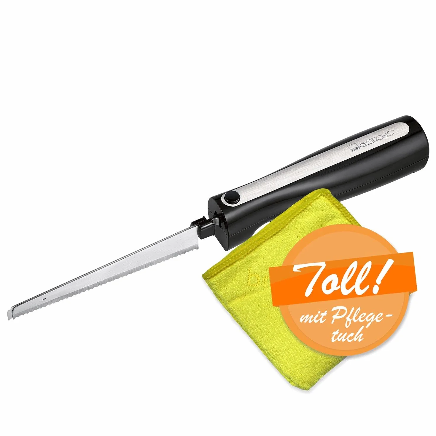 Cuchillo eléctrico para pan de carne con cuchillas dobles de acero inoxidable, incluye caja y paño de cuidado, cuchillo electrónico, potente motor de 120 W, silencioso, inoxidable, color negro