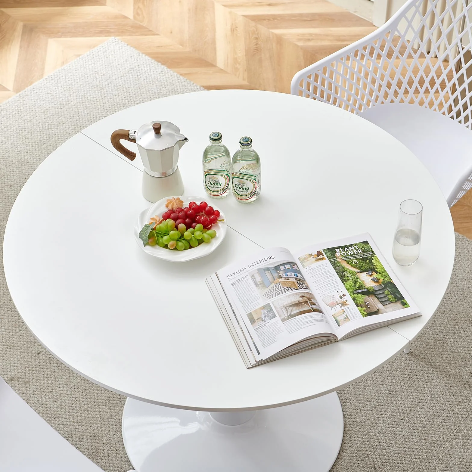 buybyroom Mesa de Comedor Redonda Moderna, Mesa de Bar, Escritorio, Adecuada para Cocina, Comedor, Sala de Estar y Oficina, para 2-4 Personas, diámetro 100 cm, Color Blanco
