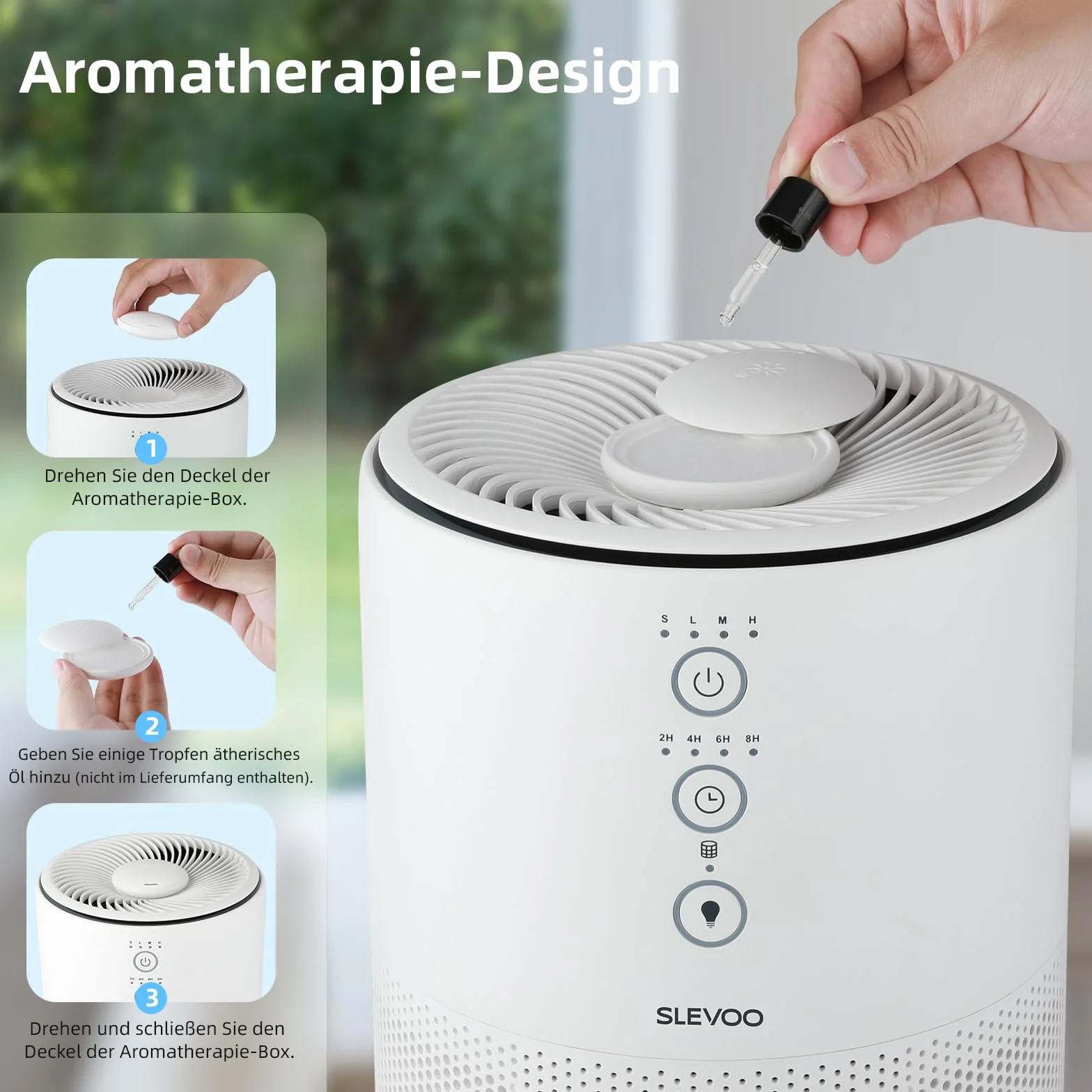 Slevoo Purificador de Aire HEPA 3 en 1 CADR 200 m³/h para Hogar Alergia Mascotas (Blanco)