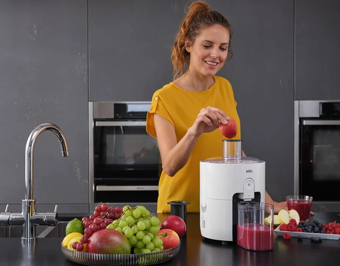 Braun Hogar PuEase SJ3100WH Licuadora, 500 W, diseño compacto, depósito de pulpa 1.25 L, jarra con separador pulpa 750 ml, blanco