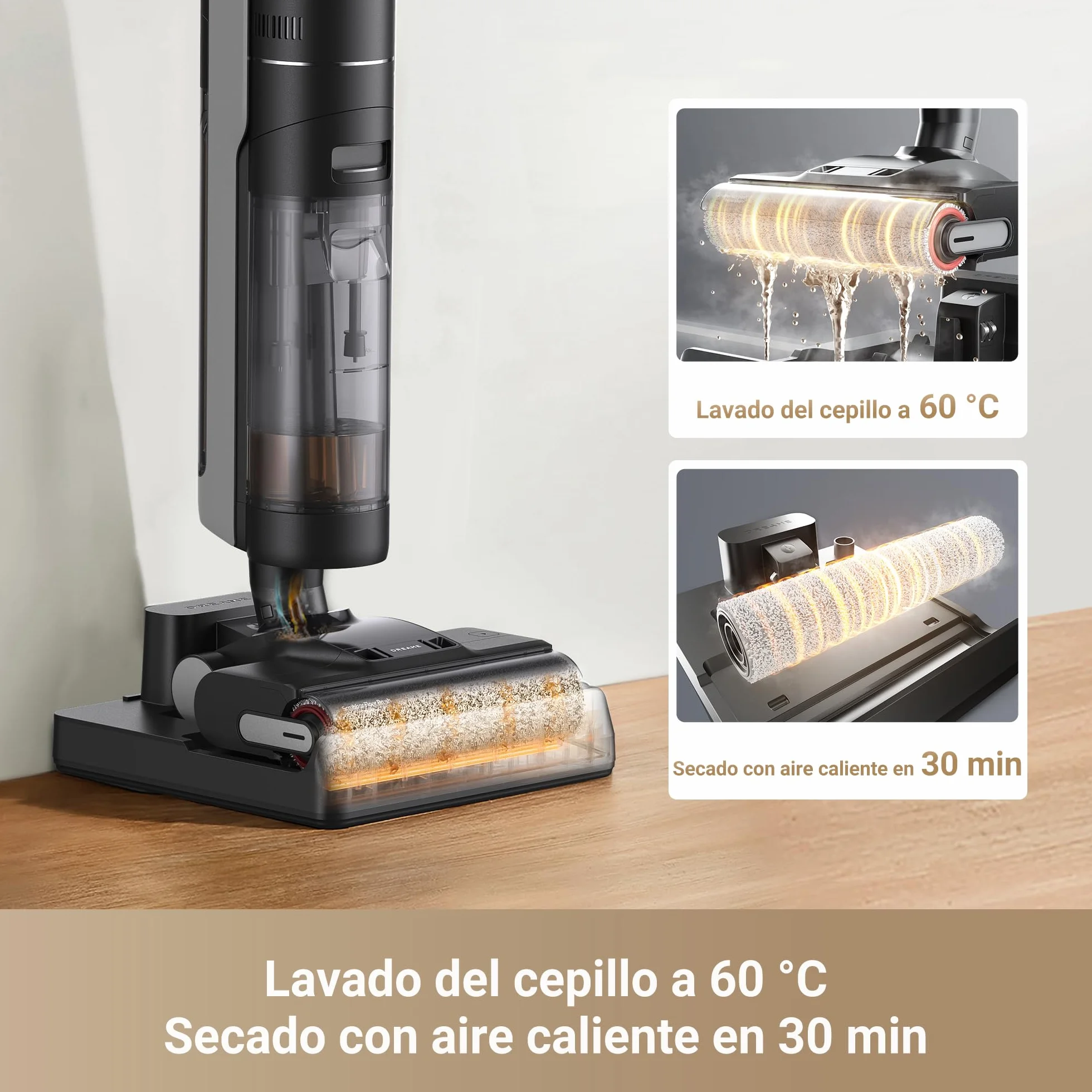DREAME H12 Pro Ultra Aspiradora Fregadora sin Cable 16000 Pa Cepillo Doble Borde Lavado 60 °C Secado Aire Caliente