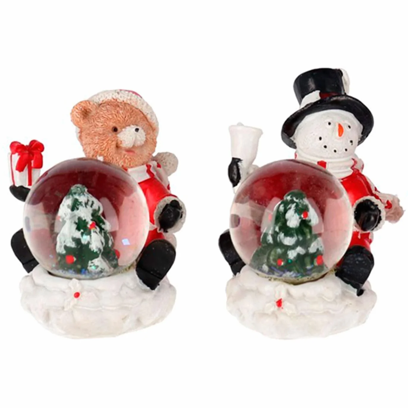 Acan Tradineur Pack de 2 Bolas de Nieve Navidad Agua Resina Adorno 7,5 x 7 x 6 cm
