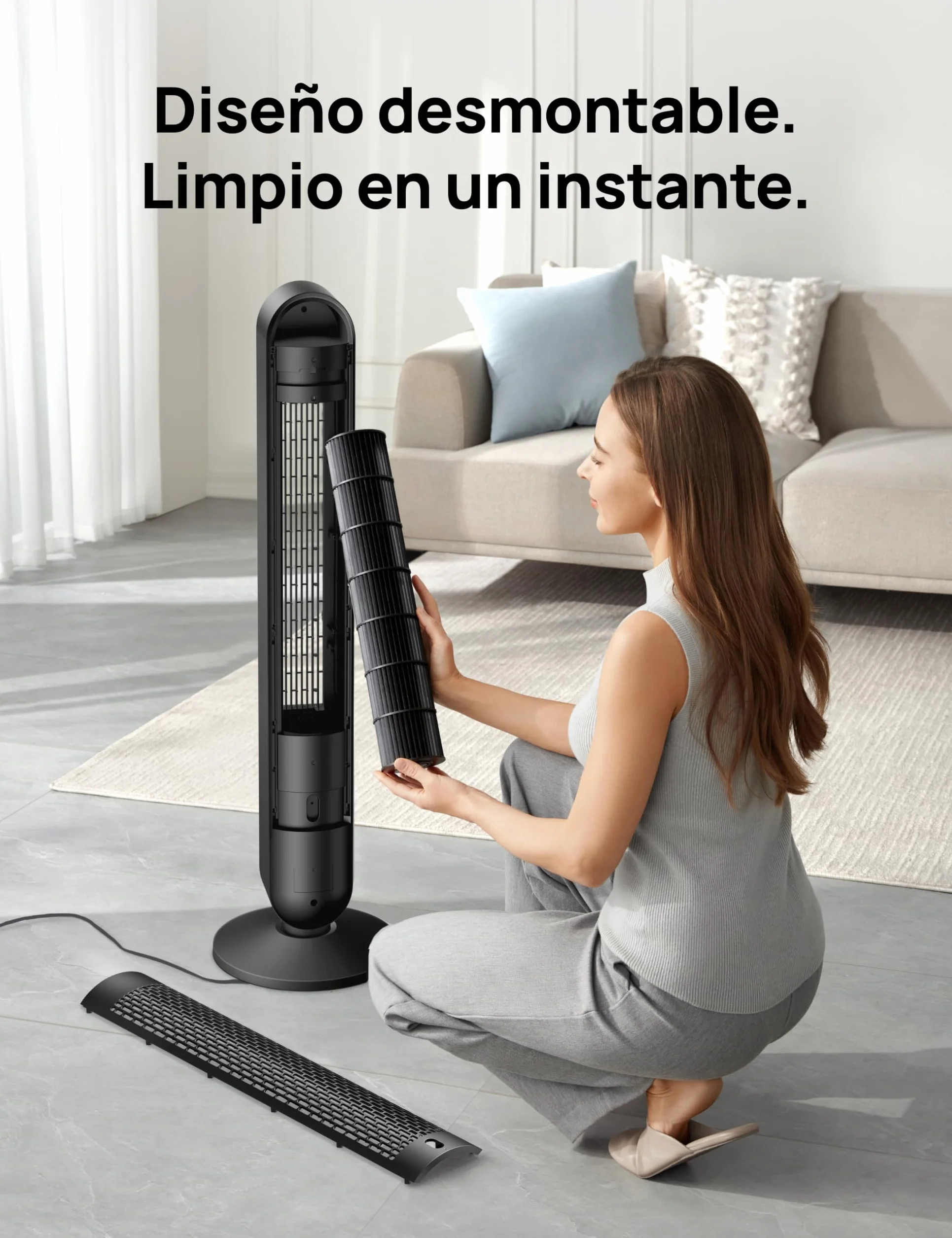 Dreo Cruiser Pro T1 Ventilador de Torre 106 cm 28dB 8,53 m/s 9 Velocidades 90° Oscilante 4 Modos Temporizador 12h