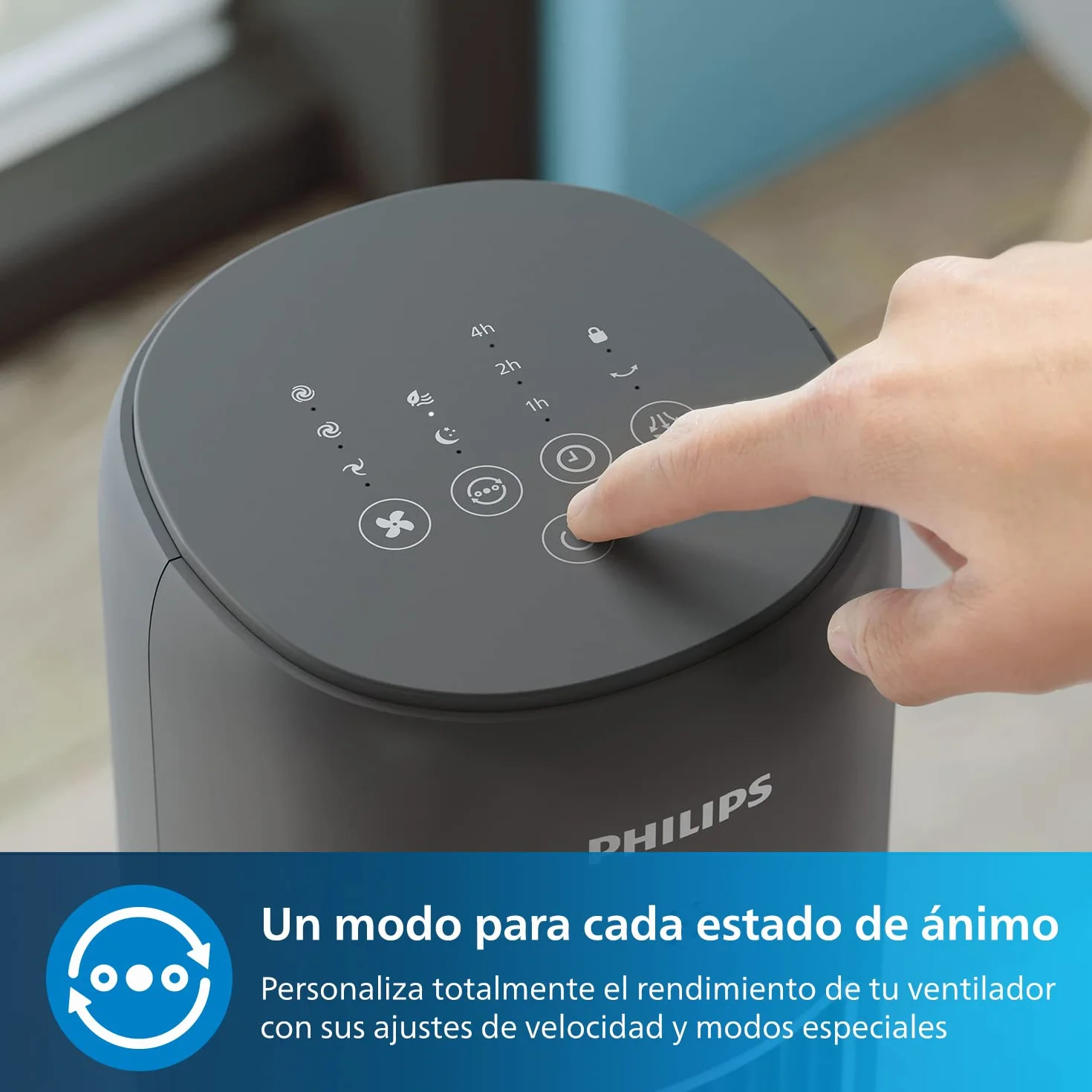 Philips Ventilador de torre Serie 5000 105cm Oscilación Mando a distancia Temporizador 3 modos 40W Negro CX5535/11