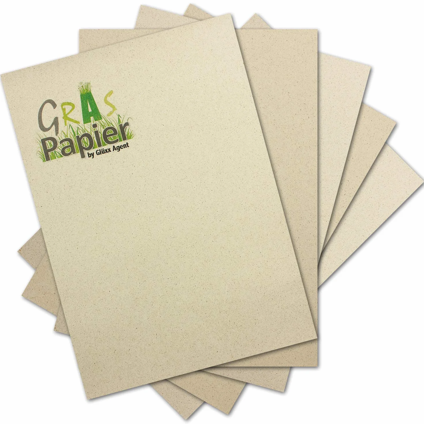 Glüxx Agent - Papel de carta ecológico de papel de hierba DIN A4, papel reciclado de 120 g/m², papel de manualidades ecológico para invitaciones o tarjetas de menú, 250 unidades