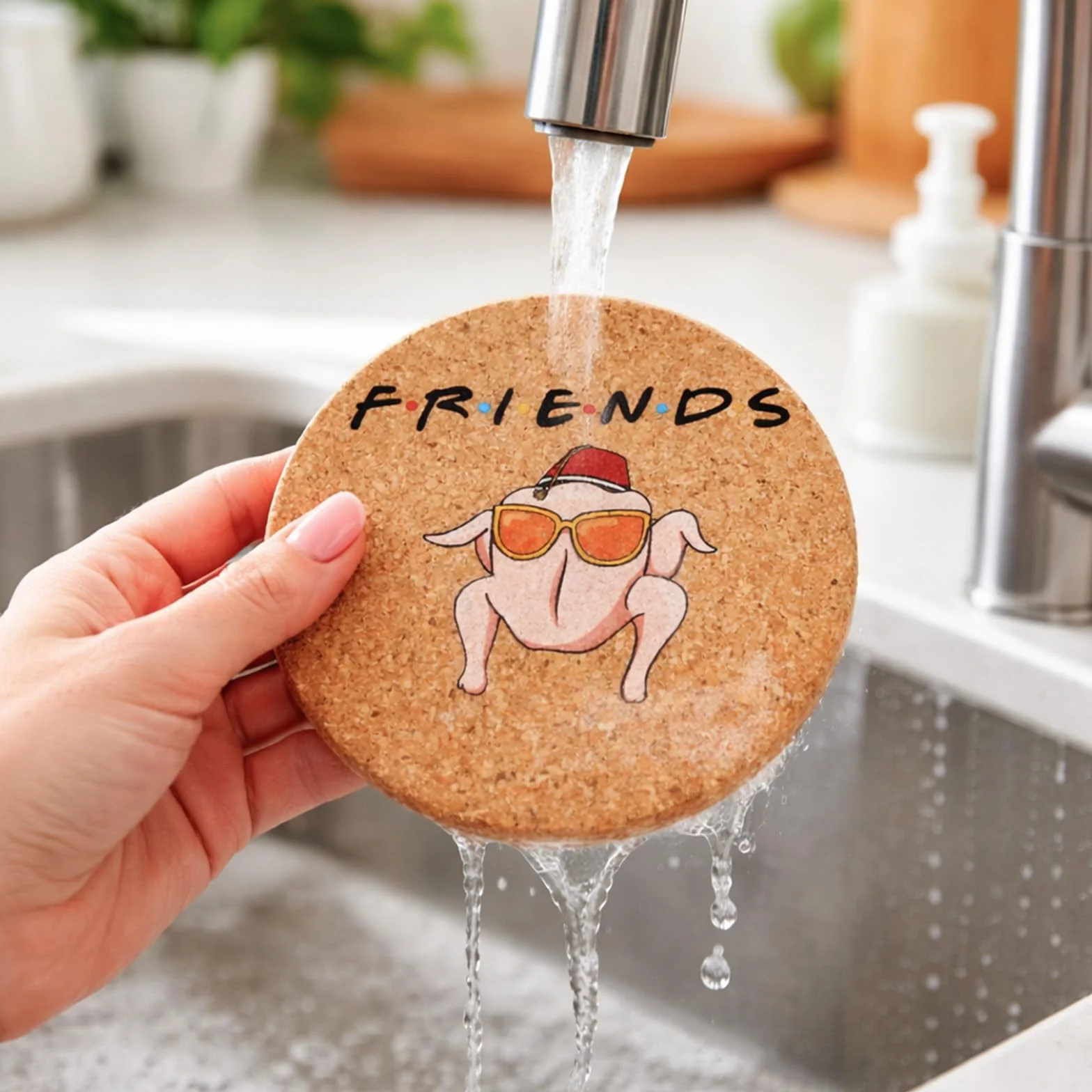 9 Piezas Friends Merchandise, Posavasos de Friends Set, Posavasos de Corcho para Bebidas con Soporte, Regalos de Amigos para Mujeres, Posavasos para Mesa de Café（10 * 10 * 0.6cm）