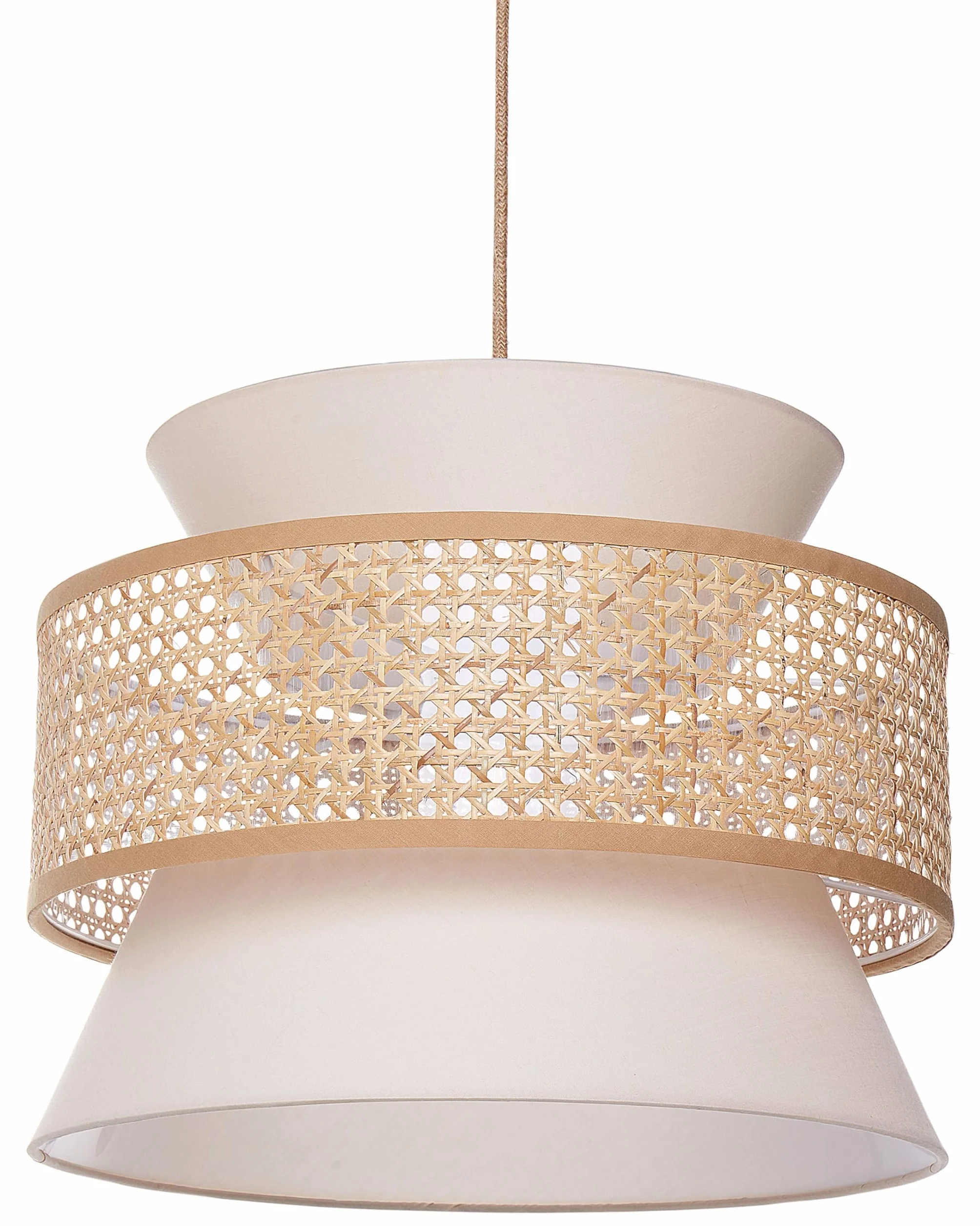 Beliani Lámpara de techo de poliéster ratán algodón natural beige167 cm Luyano