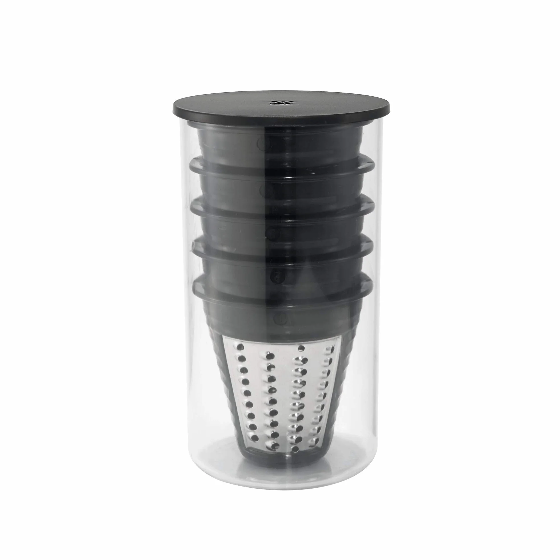 WMF Kitchenminis - Rallador Eléctrico con Accesorios Salad-To-Go, 150 W, Cromargan, 2 Velocidades, Negro/Plateado