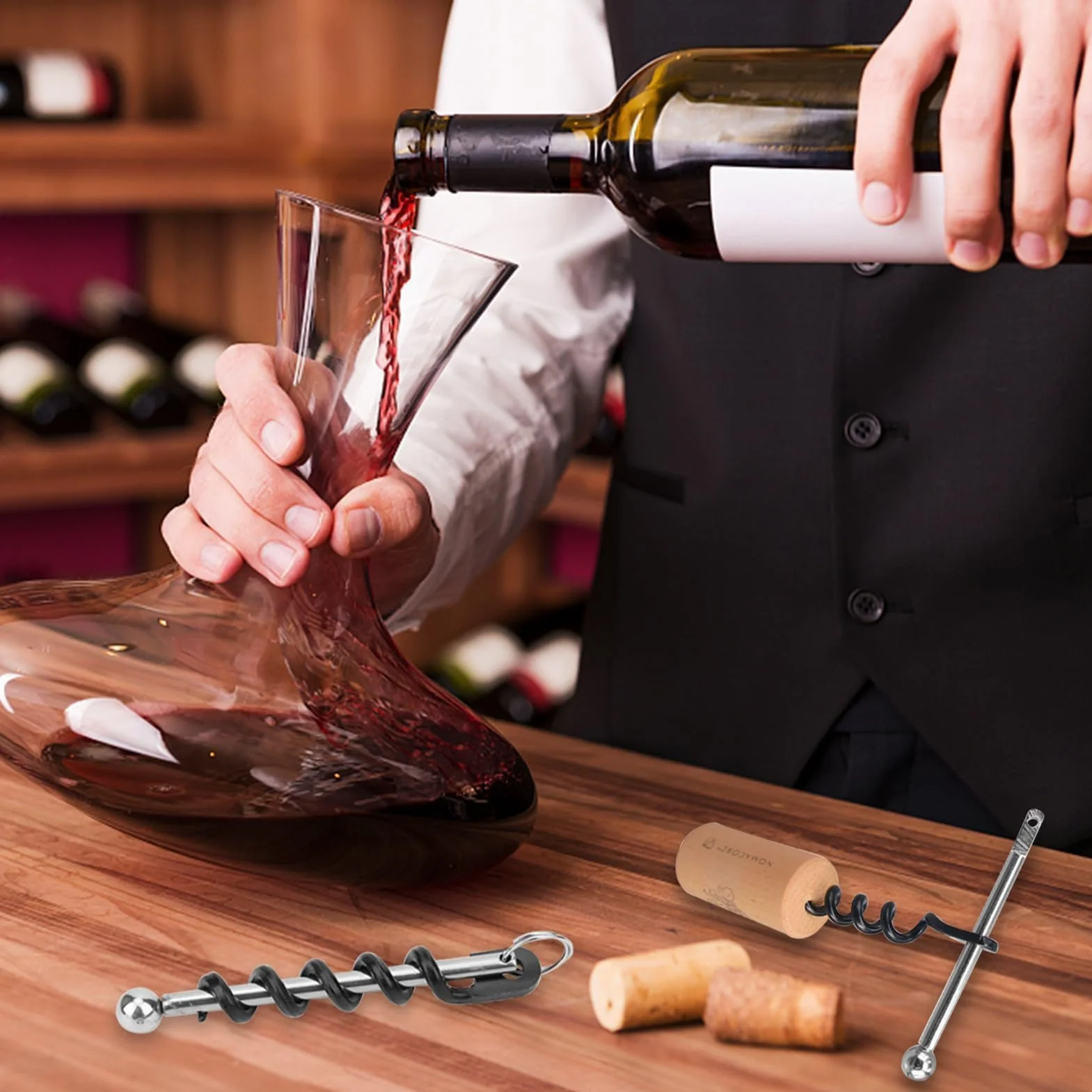 2pcs Abridor de Vino, Sacacorchos Espiral Abridor de Botellas de Acero Inoxidable Portátil Abridor de Botellas de Vino Cerveza con Llavero pequeño Sacacorchos de Vino