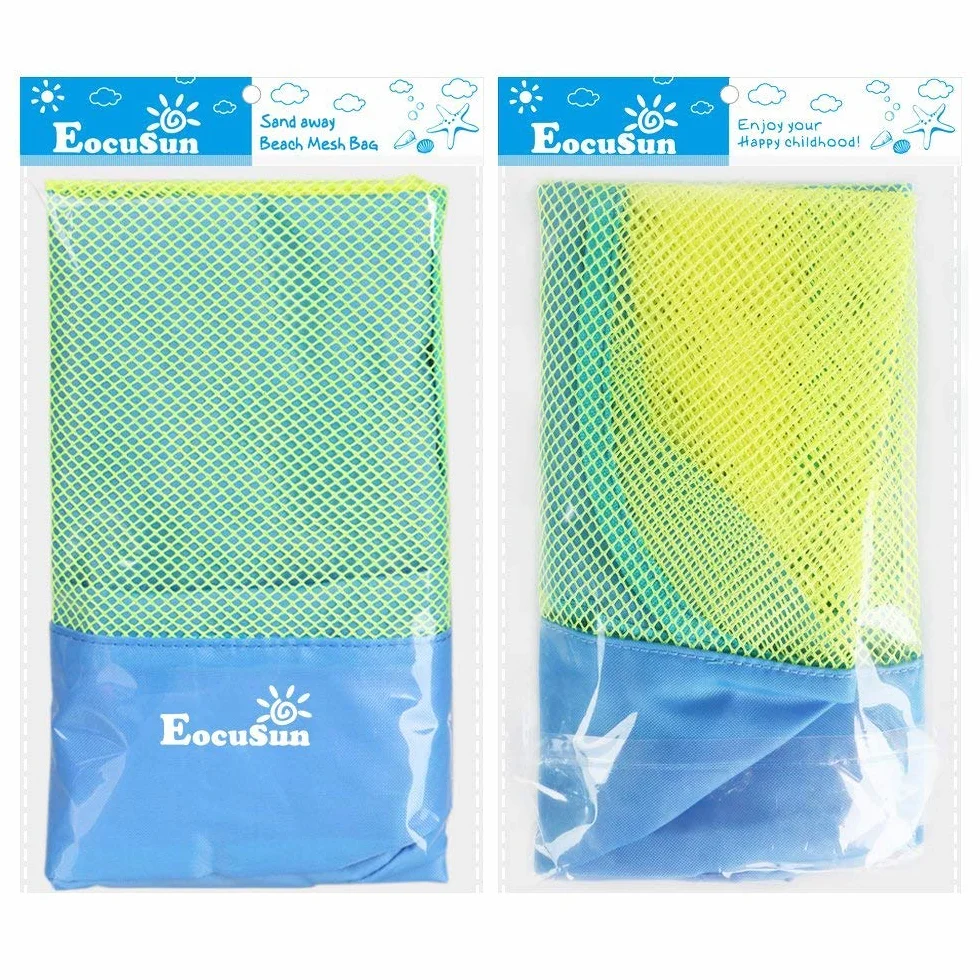 EocuSun Bolsa Grande de Malla para Juguetes de Playa con Cordón Ajustable Mochila Duradera para Niños