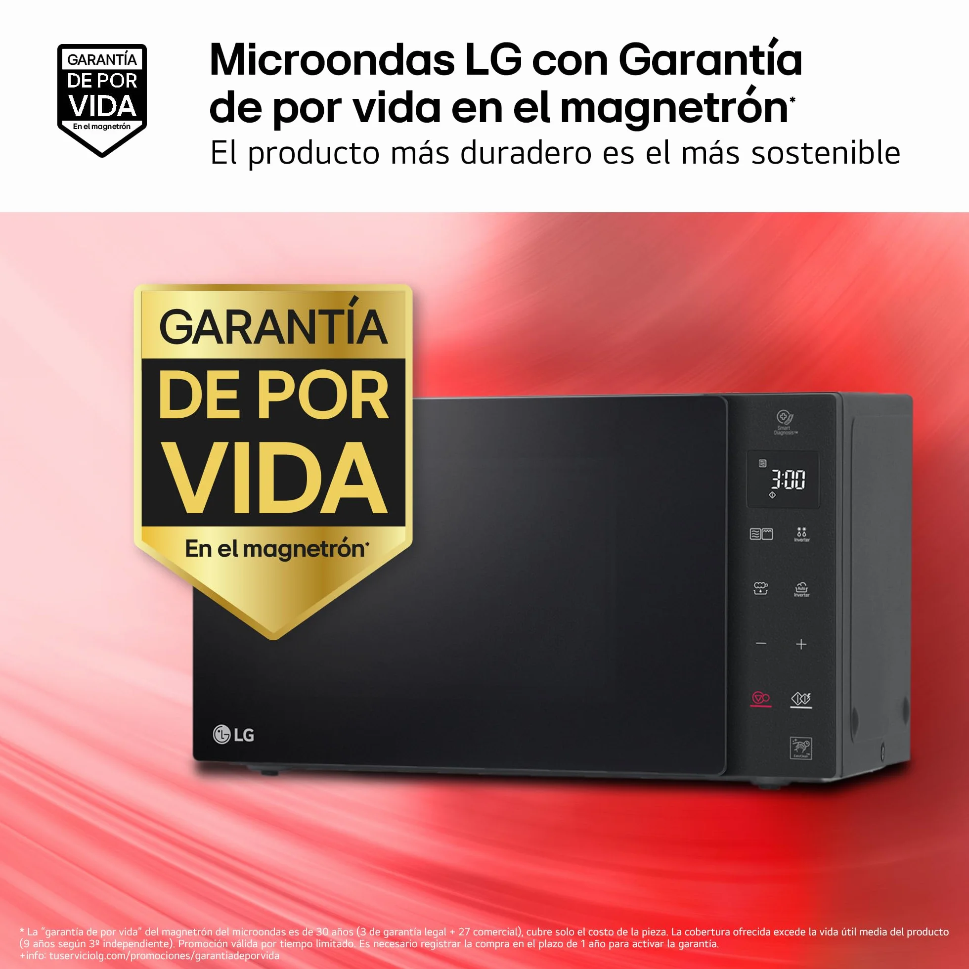 LG MH7235GPS - Microondas con Grill 2 en 1, 32L, Smart Inverter 1200 W, Panel Táctil y Giratorio, Cocina Rápida y Uniforme, Display LED, Easy Clan, Ahorro Energético, Negro