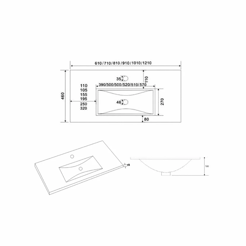 Trio Mueble de Baño con Lavabo 3 Cajones Color Roble Cambrian - Medida: 80 cm 80 cm