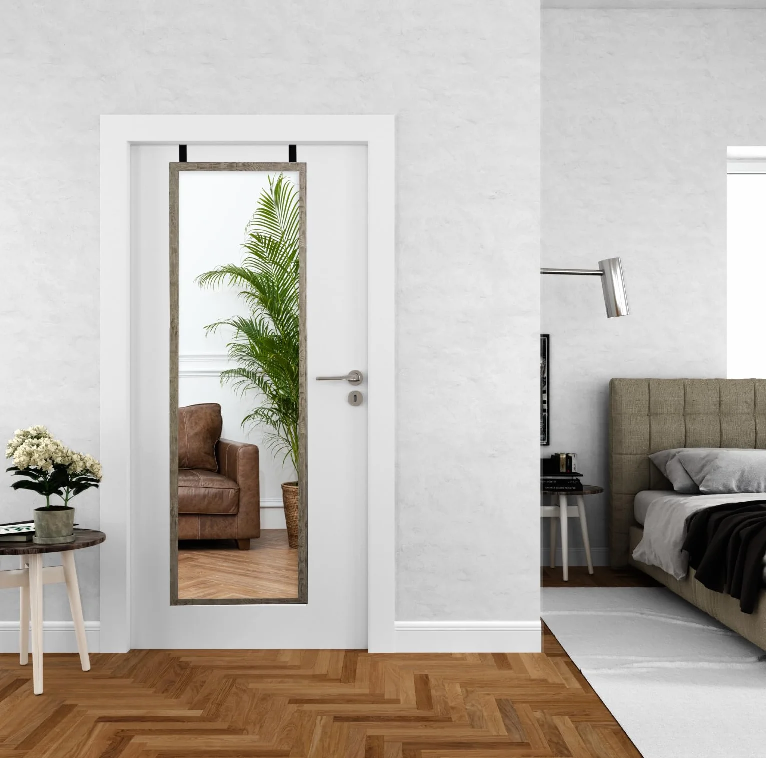 CHELY INTERMARKET MOD19004 Espejo De Puerta Cuerpo Entero Marrón Estilo Decorativo Vertical 30x120 cm para Dormitorio Entrada Montaje Fácil Incluye Kit De Ganchos Soporte PVC Ligero