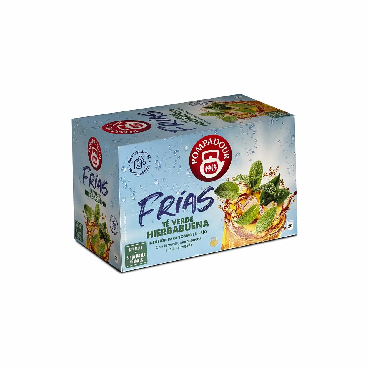 Pompadour Té Verde Hierbabuena Agua Fría 20 Bolsitas 2 Gr