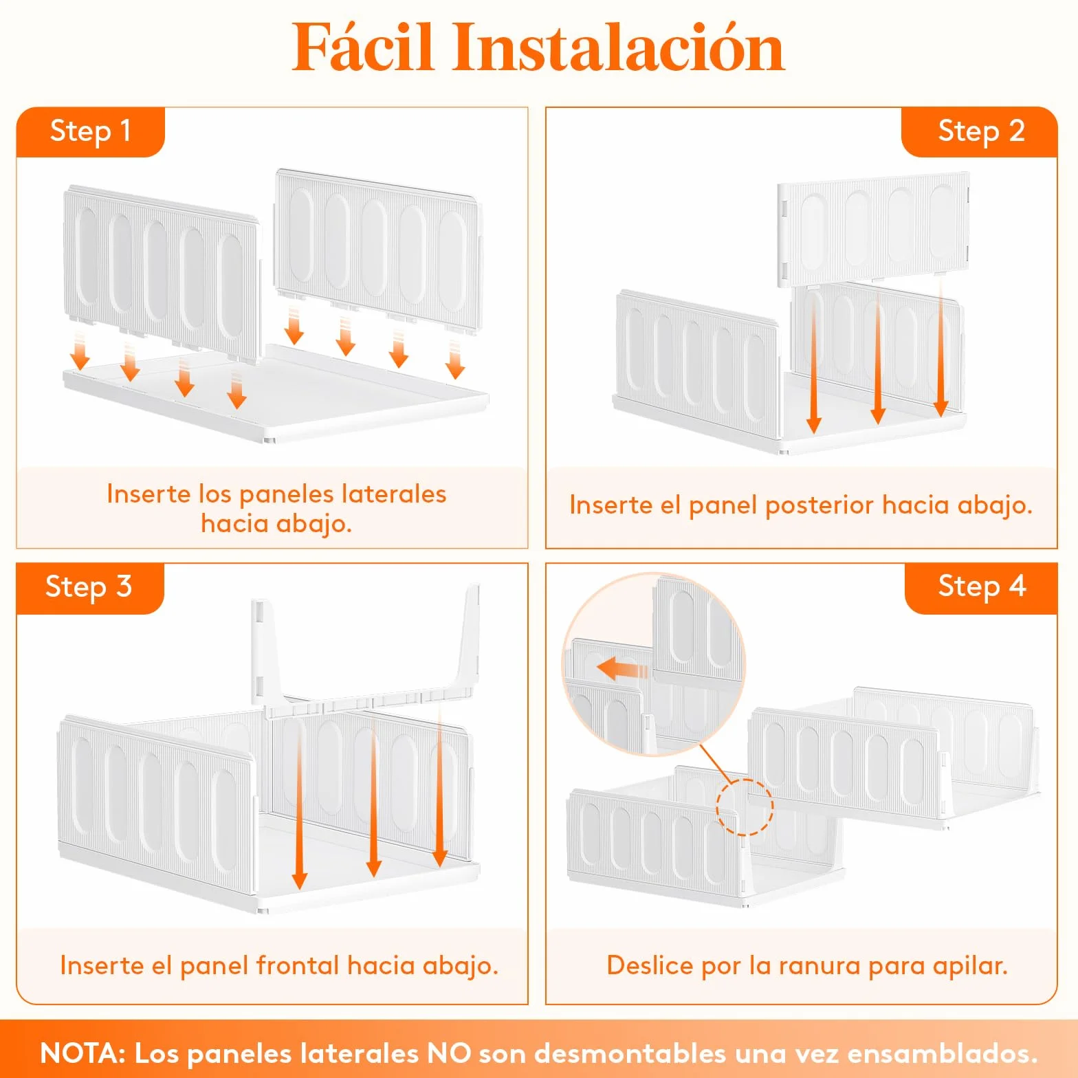 Lifewit Cajas de Almacenaje Extensibles Apilables 24L Blanco 5 Pack